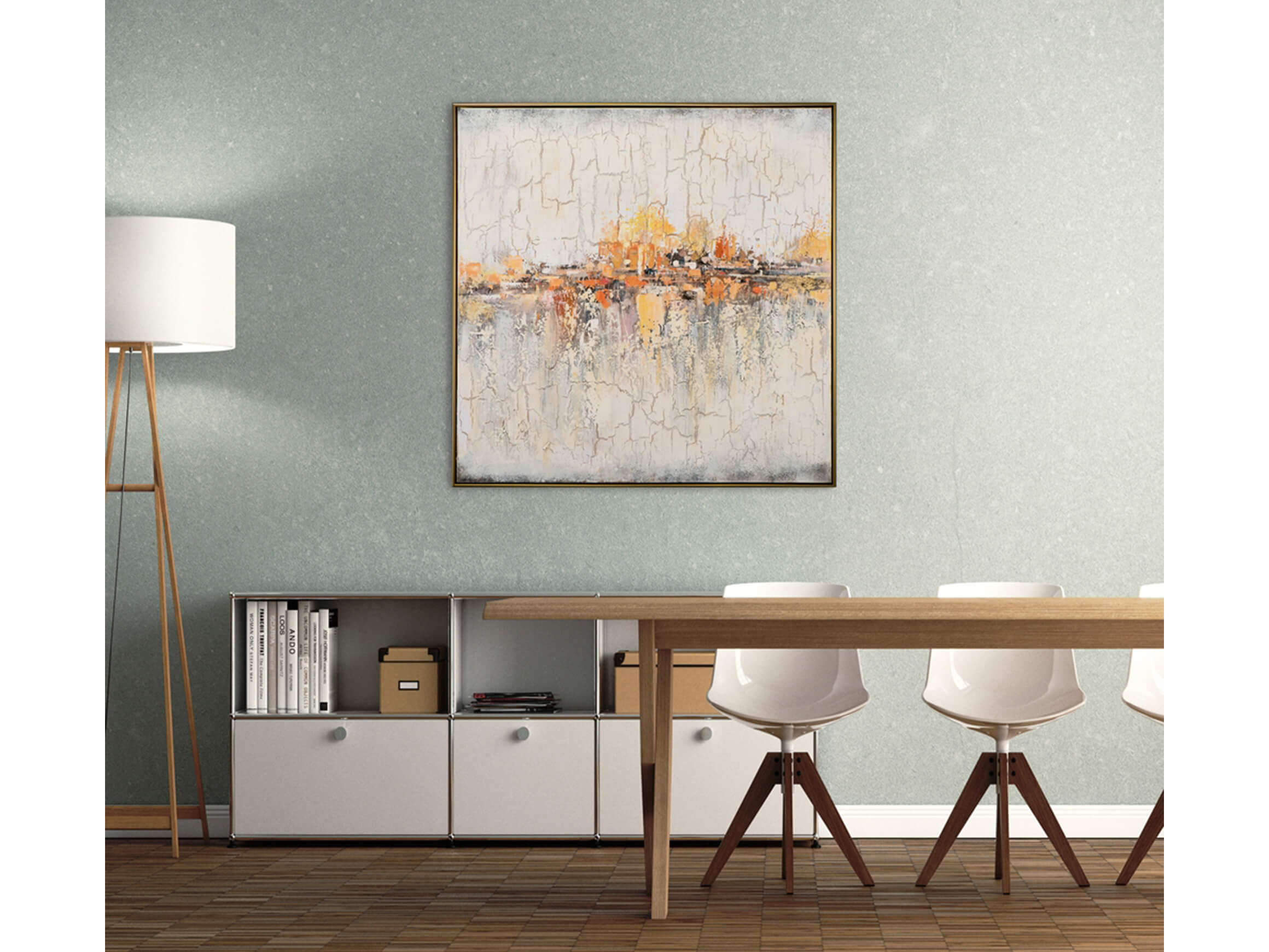 Bild Spiegelnde Skyline image LAND / Grösse: 103 x 103 cm