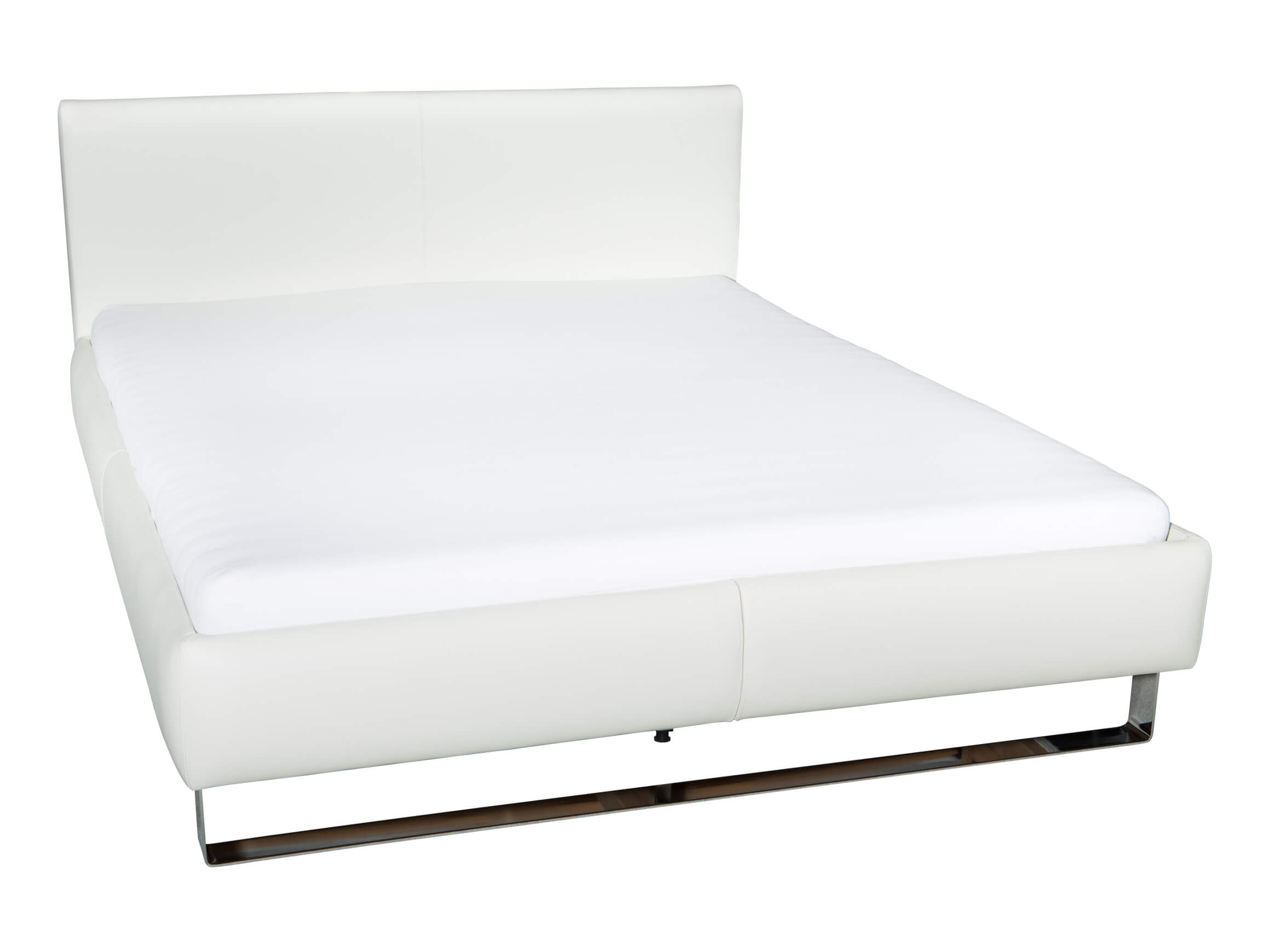 Bett ck Plaisir, Metallbügel, Leder Weiss, Liegefläche 160x200 cm