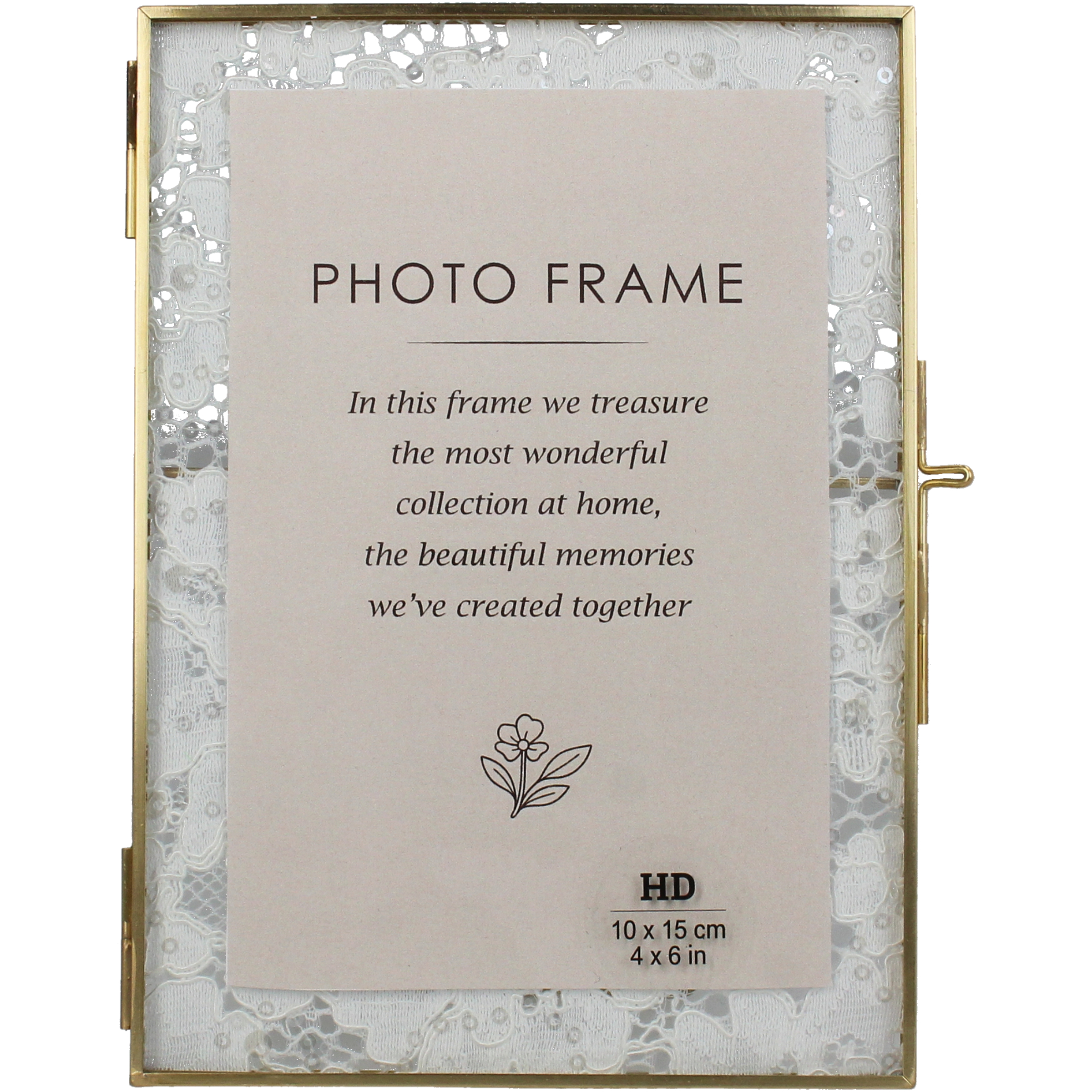 Cadre photo-Métal avec décor floral l : 10 cm-