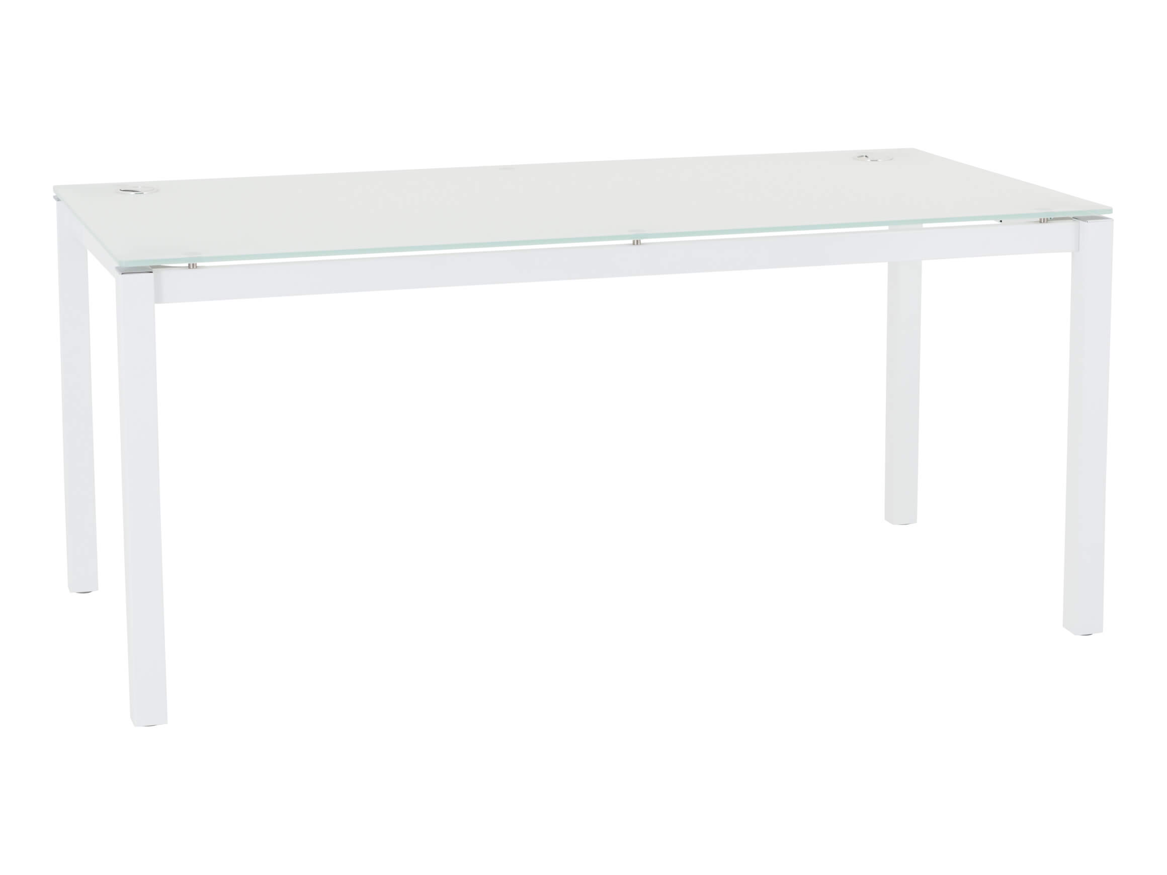 Schreibtisch X4, Tischplatte Glas Weiss, b 160 cm t 80 cm h 71,5 cm