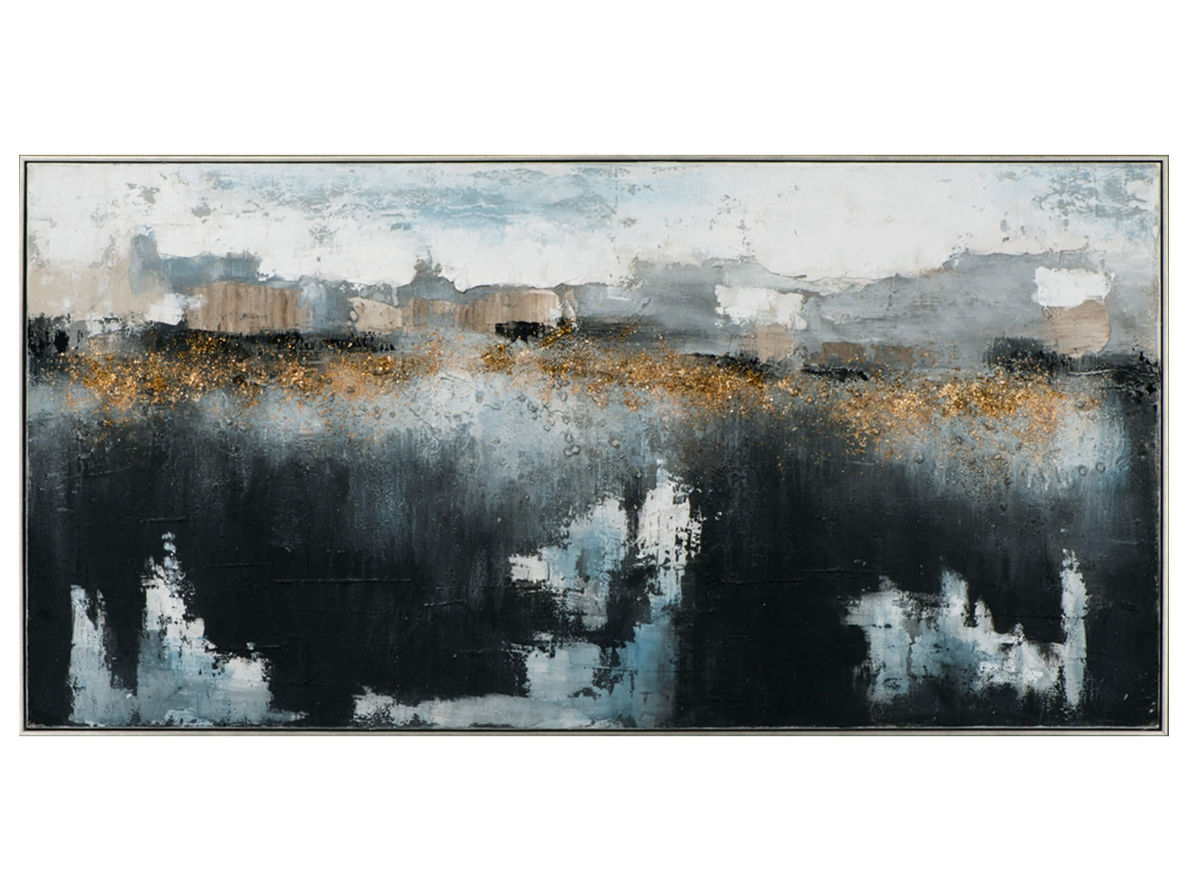 Bild mit Rahmen Schwarz Weisse Farbkomposition mit Goldenen Akzent image LAND