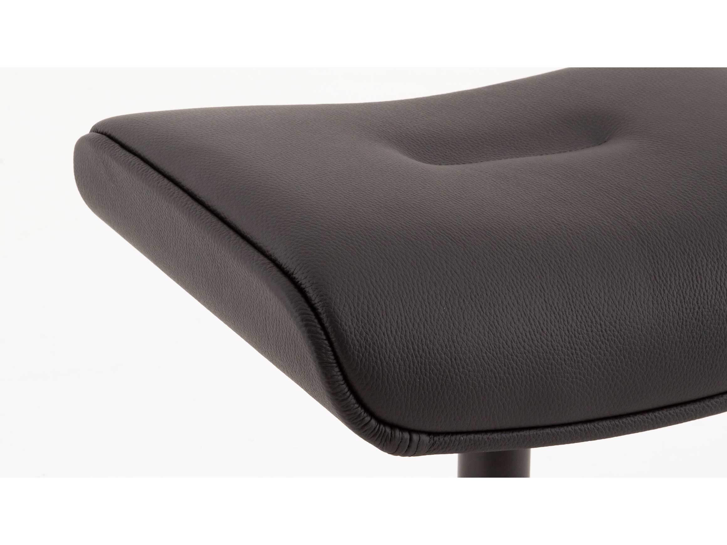 Hocker Time Out, Leder Schwarz, Holzschale Nussbaum, Eames Chair