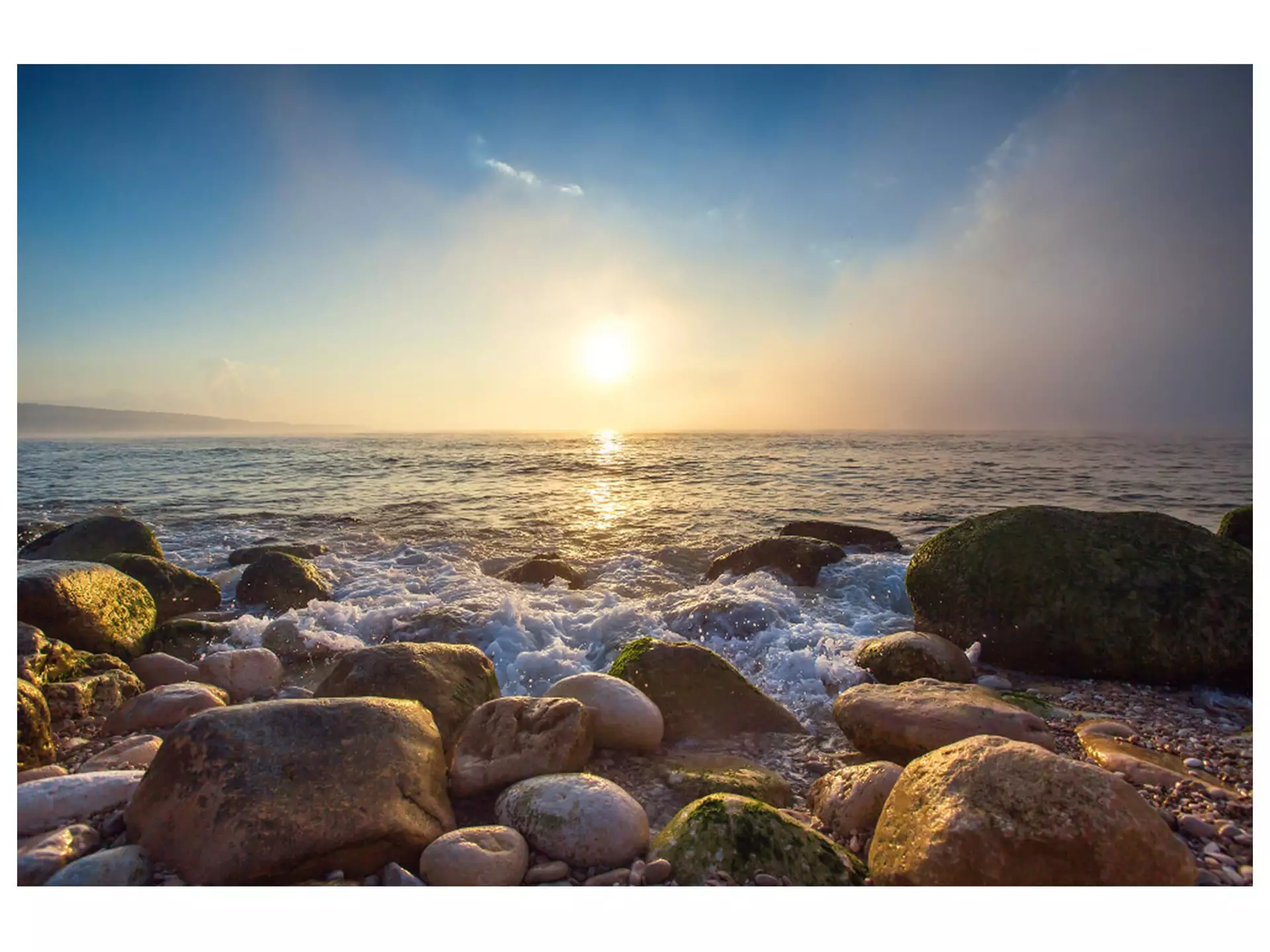 Digitaldruck auf Acrylglas Sonnenuntergang am Steinigen Meer image LAND / Grösse: 150 x 100 cm