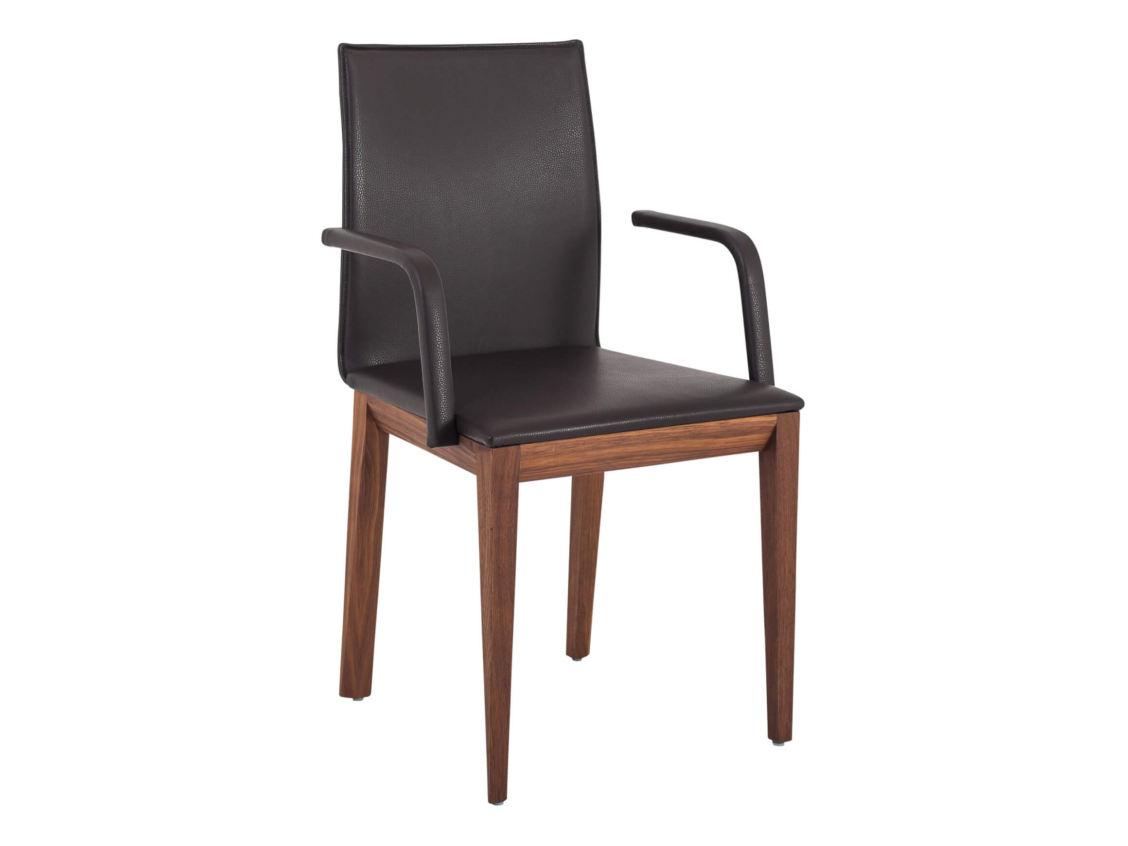 Armlehnenstuhl Sandmann, Leder, Nussbaum, b 52 cm h 90 cm t 49 cm