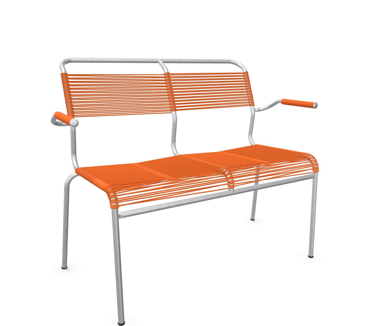 Spaghetti-2er-Bank Säntis mit Lehne Feuerverzinkt von Schaffner / Farbe: Orange / Grösse: 107 x 58 cm