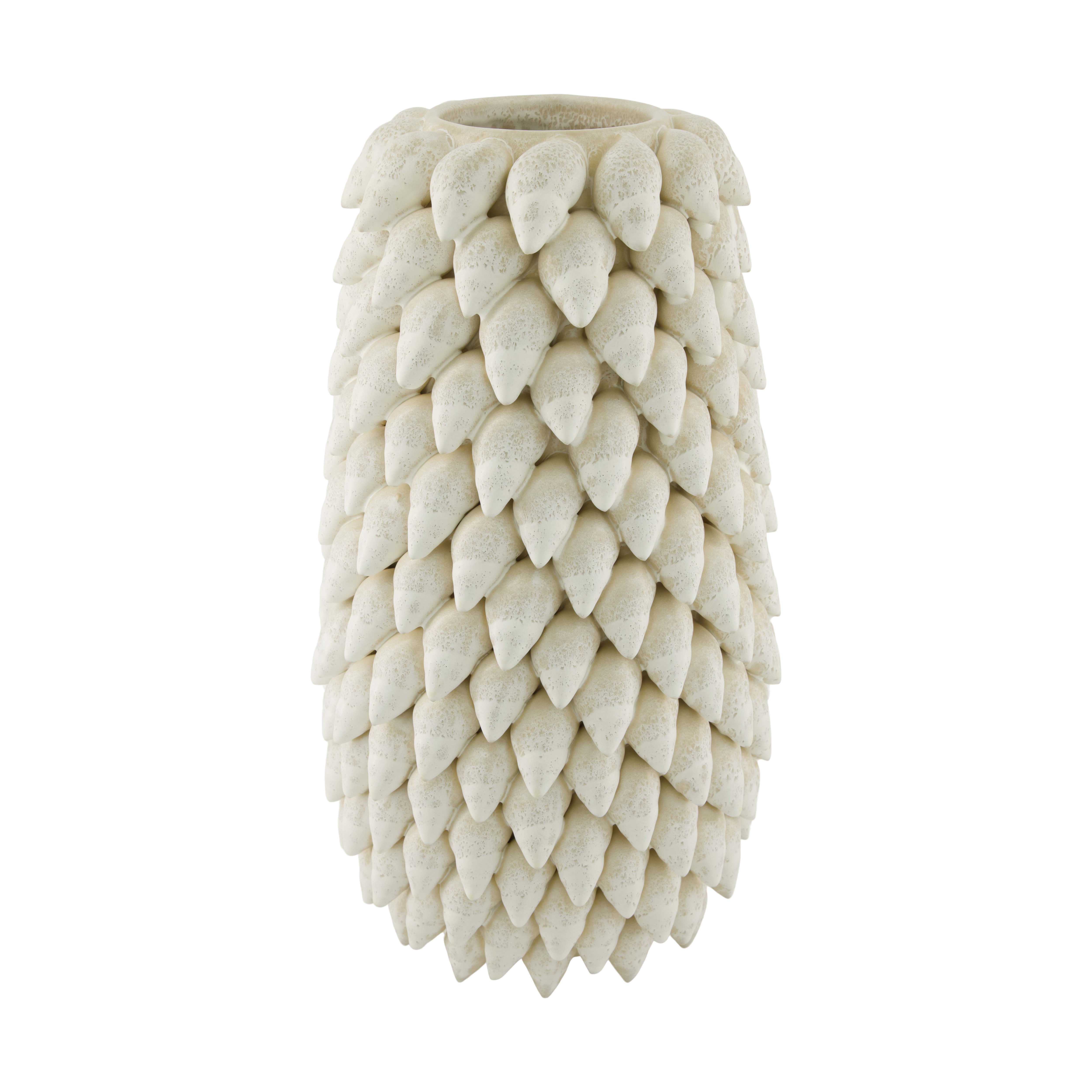 Decofinder Vase Muscheln Keramik Weiss H: 42 cm Weiss | Schubiger Möbel