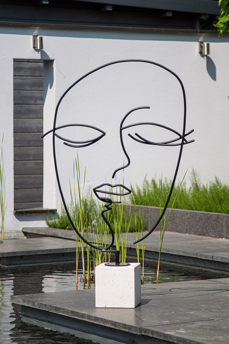 Gilde Figur Visione, Gesicht, Schwarz H: 100 cm  | Schubiger Möbel