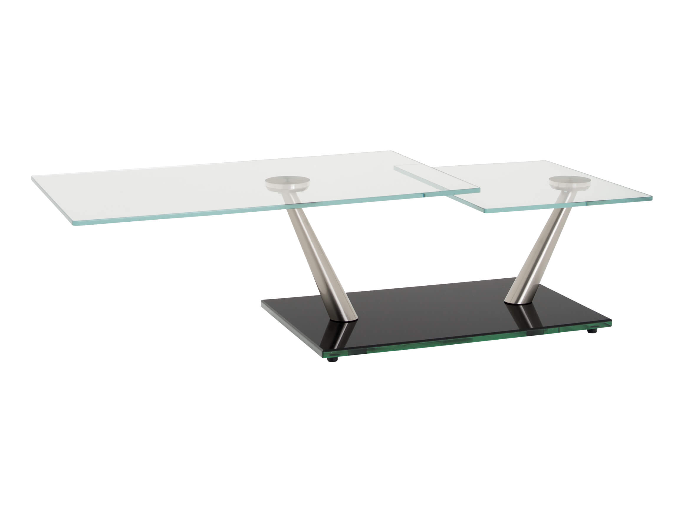 Salontisch Assel, Ausziehbar, 2 Glasplatten, b 96 cm h 41 cm t 142 cm