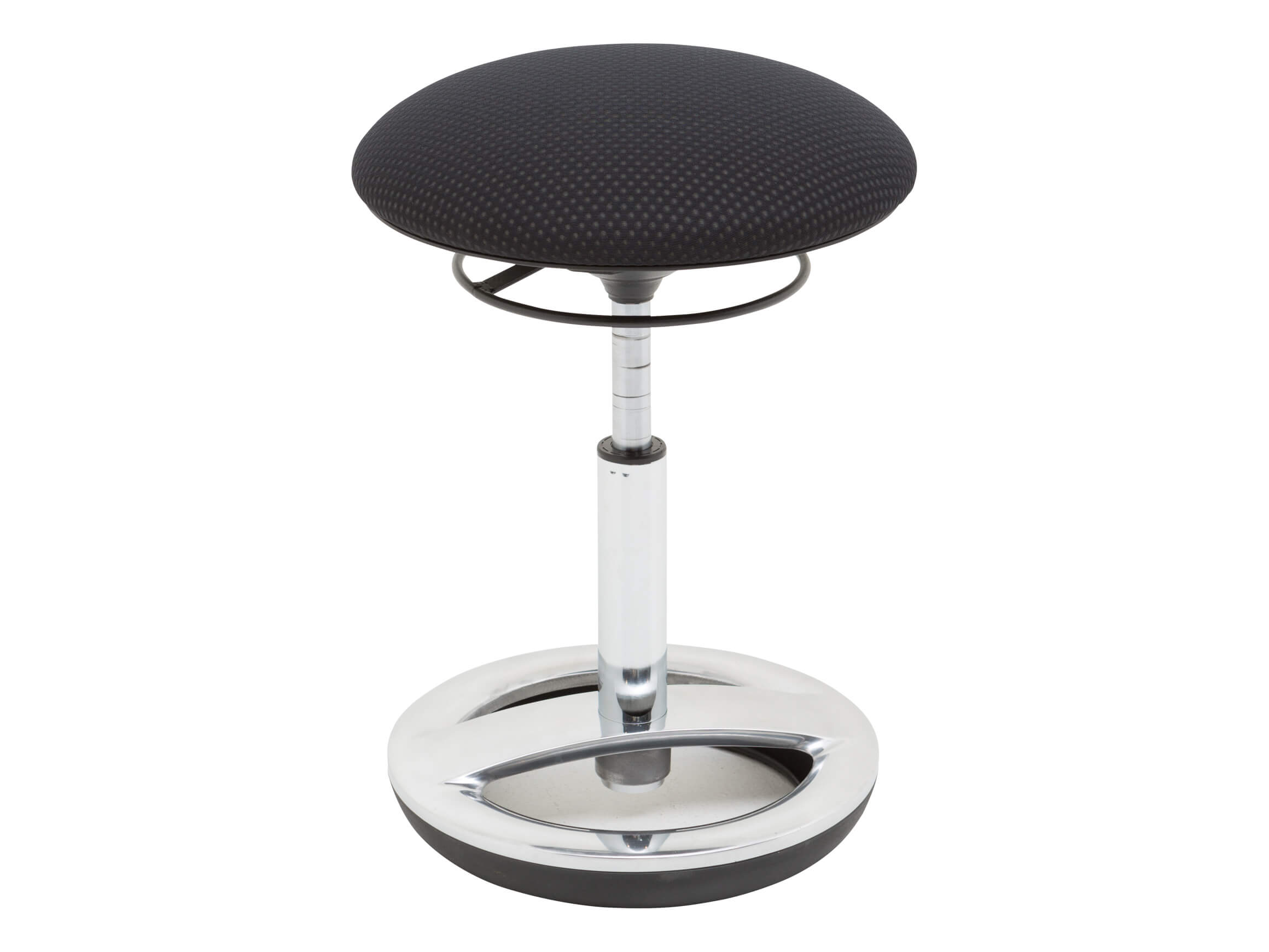 Chaise de bureau Side, tissu noir, alu poli, diamètre