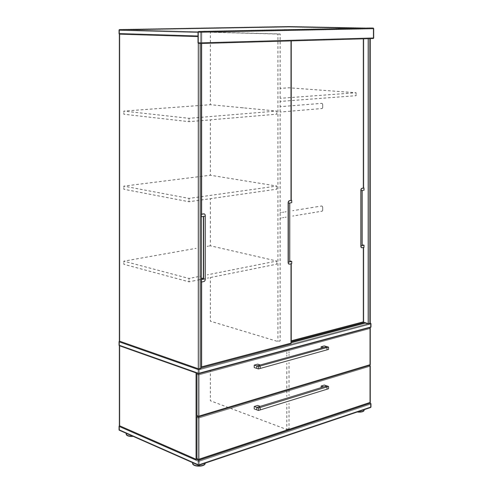 Schiebetürenschrank Fionn von Paidi / Farbe: Kreideweiss/Eiche Dekor / Grösse: 124 x 64 cm