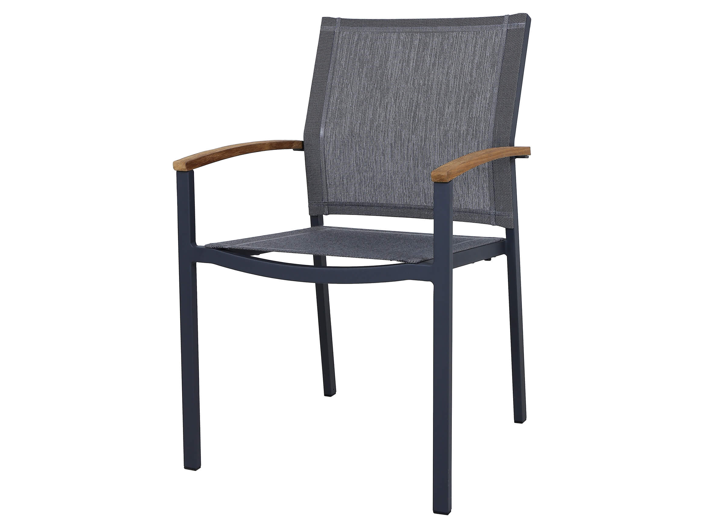 Gartenstuhl Alex Blaser und Trösch / Farbe: Grau Teak / Bezugsmaterial: Batyline