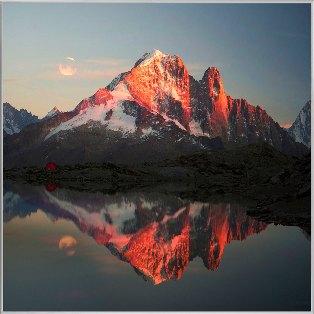 Bild mit Rahmen-Bergpanorama mit See in Abendstimmung-image LAND