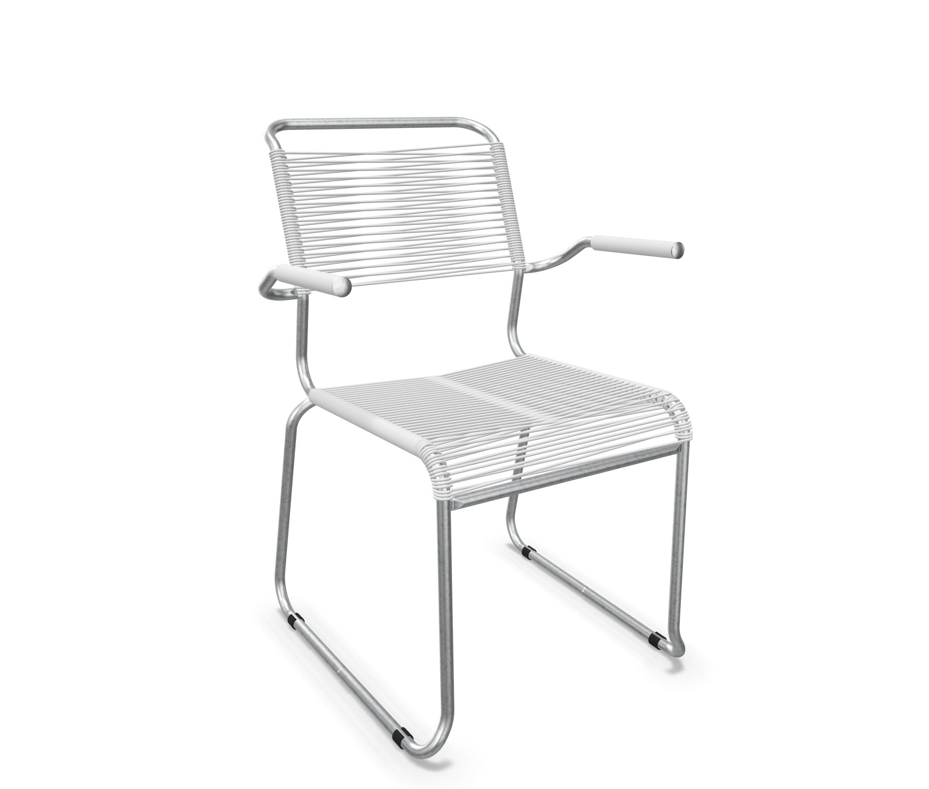 Kufen-Spaghetti-Stuhl Säntis mit Lehne Feuerverzinkt von Schaffner / Farbe: Weiss / Grösse: 60 x 61 cm