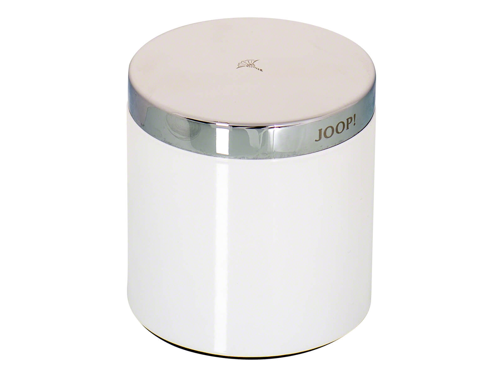 Mehrzweckdose Joop!, Lack Weiss, Chrom, h 10,5 cm Durchmesser 10,2 cm
