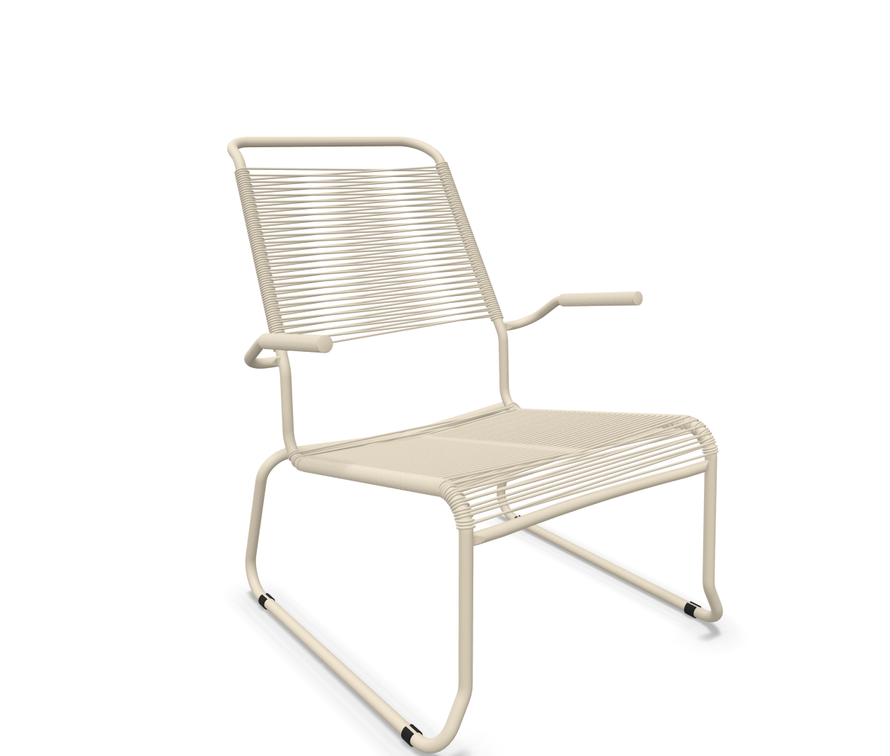 Schaffner Kufen-Spaghetti-Lounger Säntis mit Lehne / Hochlehner Beige | Schubiger Möbel