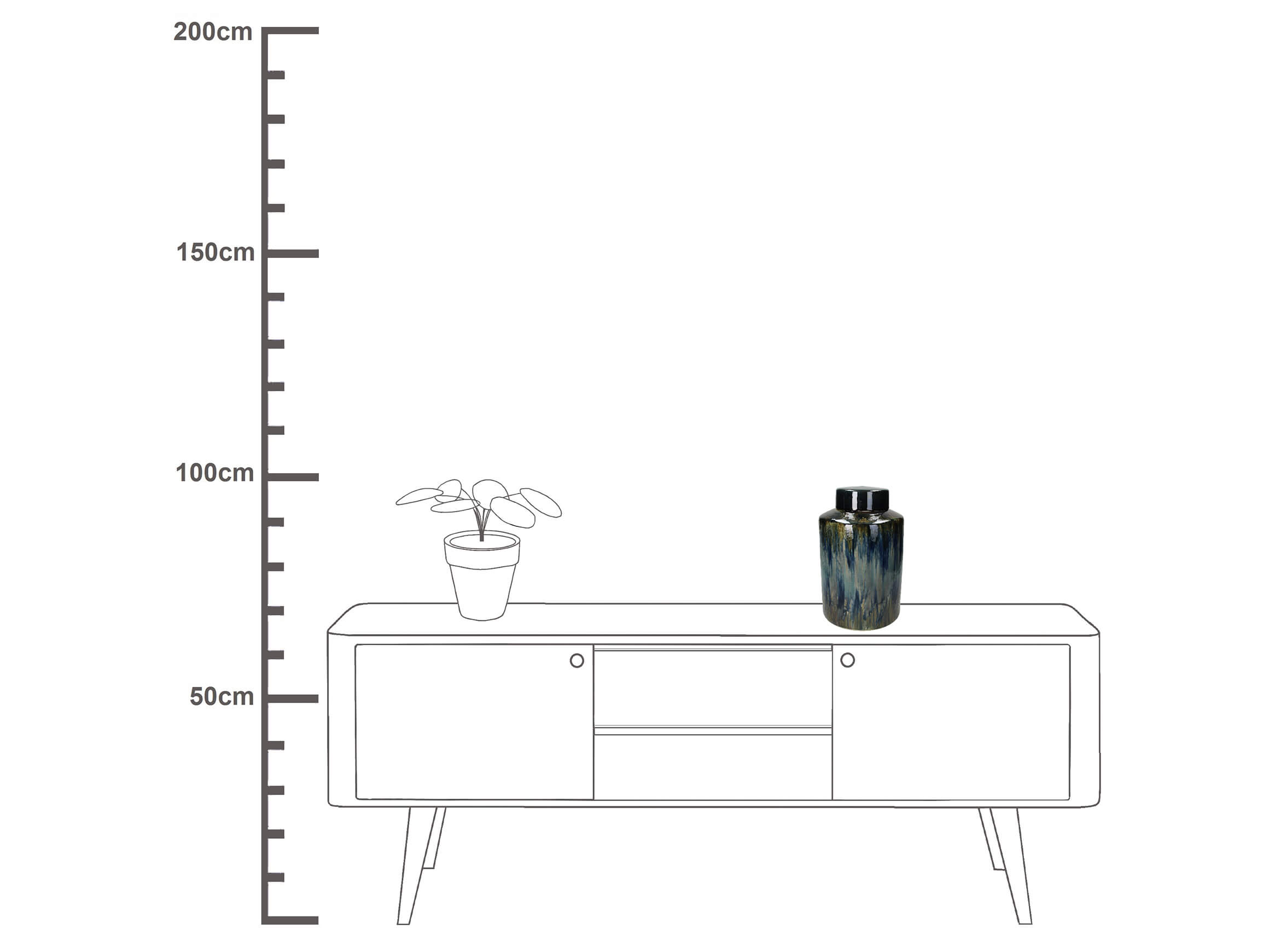 Dose Farbverlauf Blau-Grau-Grün H: 32 cm Kersten / Farbe: Blau Grau Grün