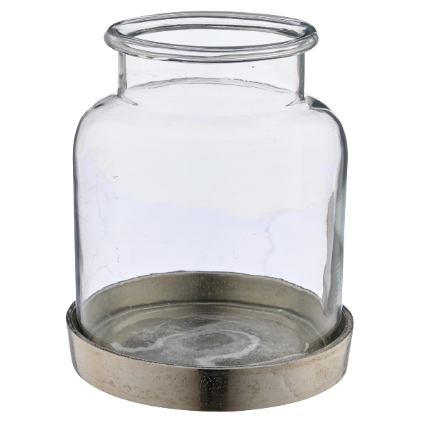 Gasper Windlicht Lepuro Glas Auf Aluminiumfuss  | Schubiger Möbel