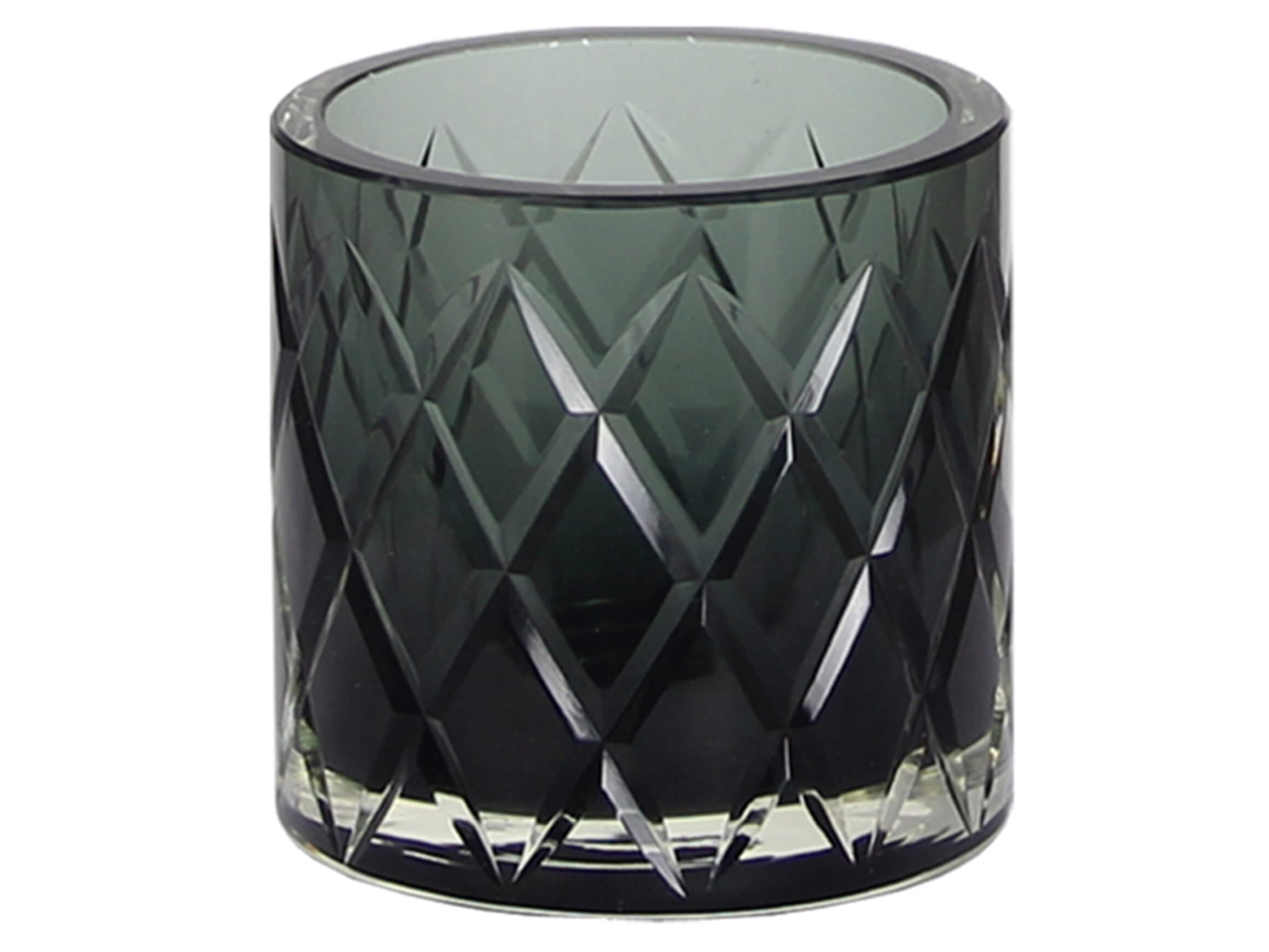 Windlicht Schliff Smoke H: 8 cm Kaheku