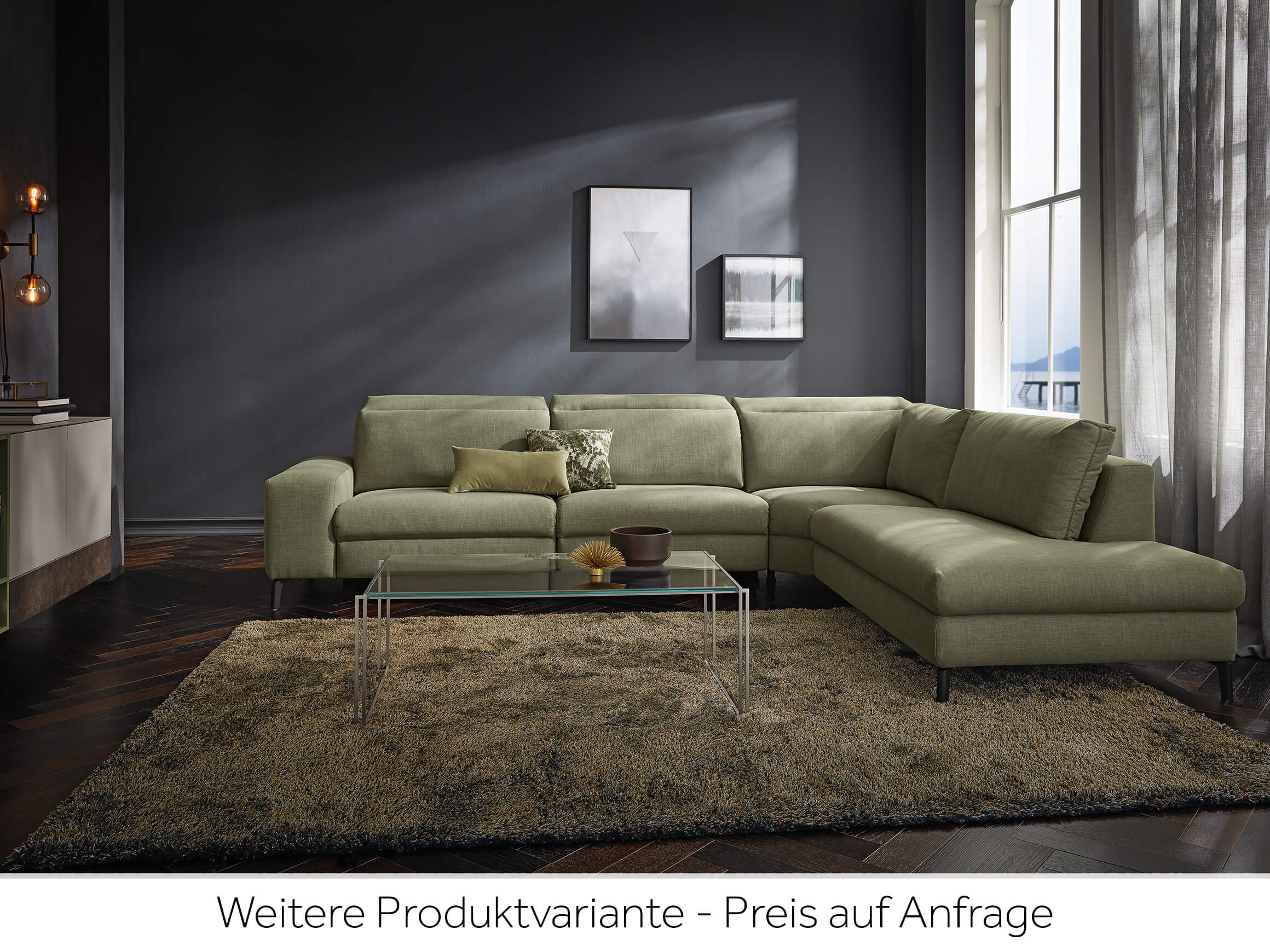 Sofa Valeria Rom / Farbe: Olive / Bezugsmaterial: Leder