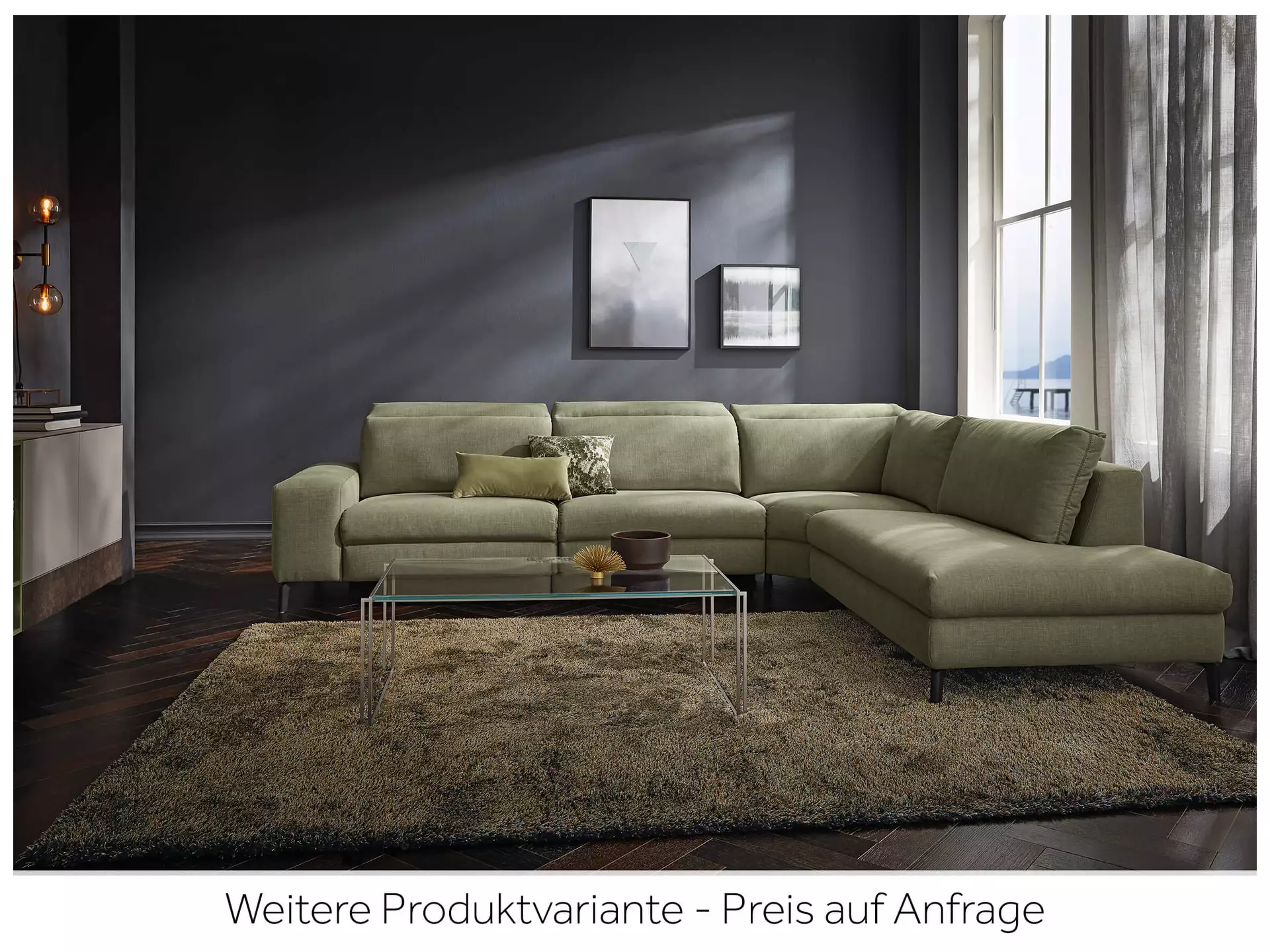 Sofa Valeria Rom / Farbe: Olive / Bezugsmaterial: Leder