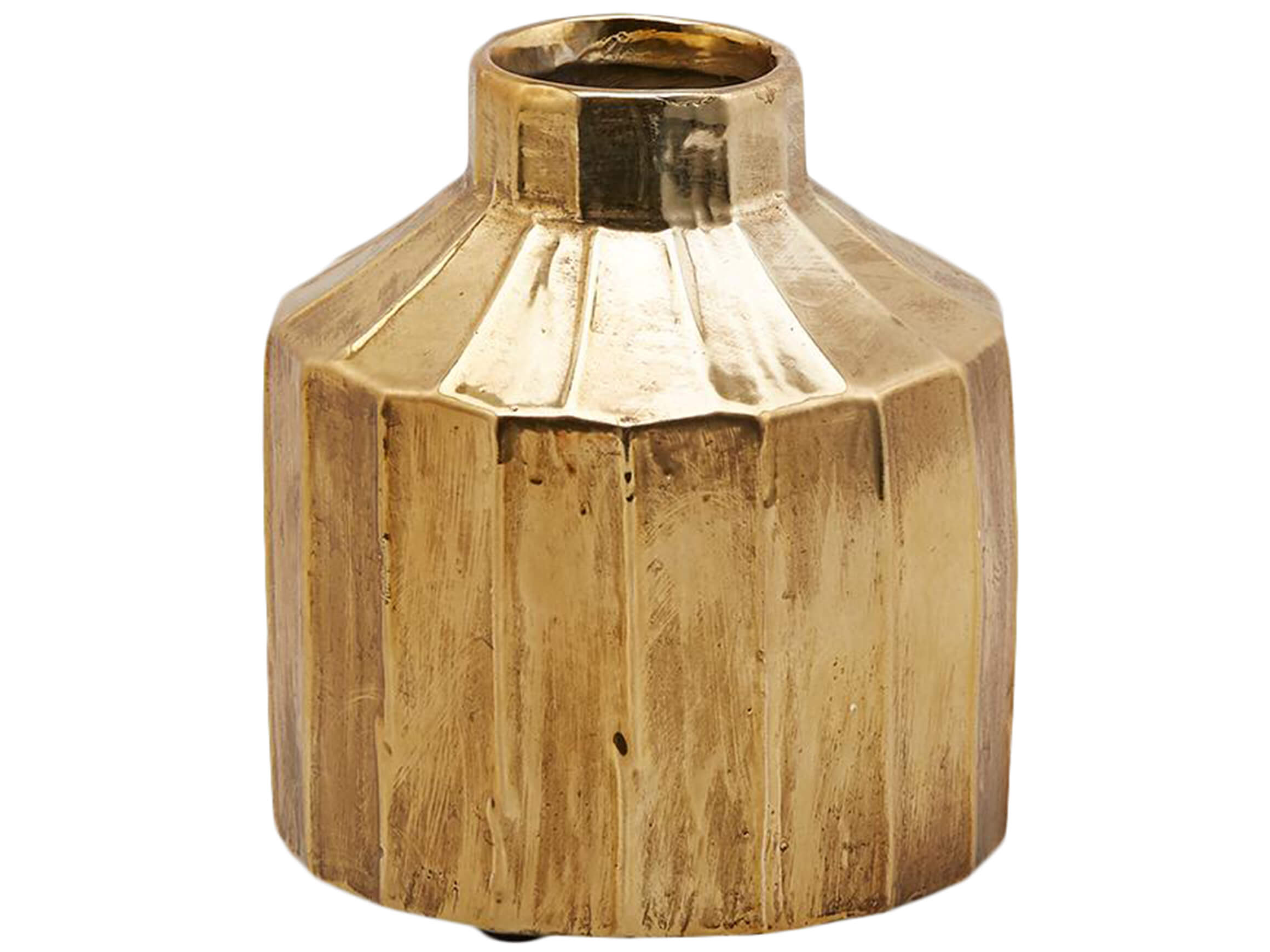 Vase Gerillt Gold H: 18 cm Edg