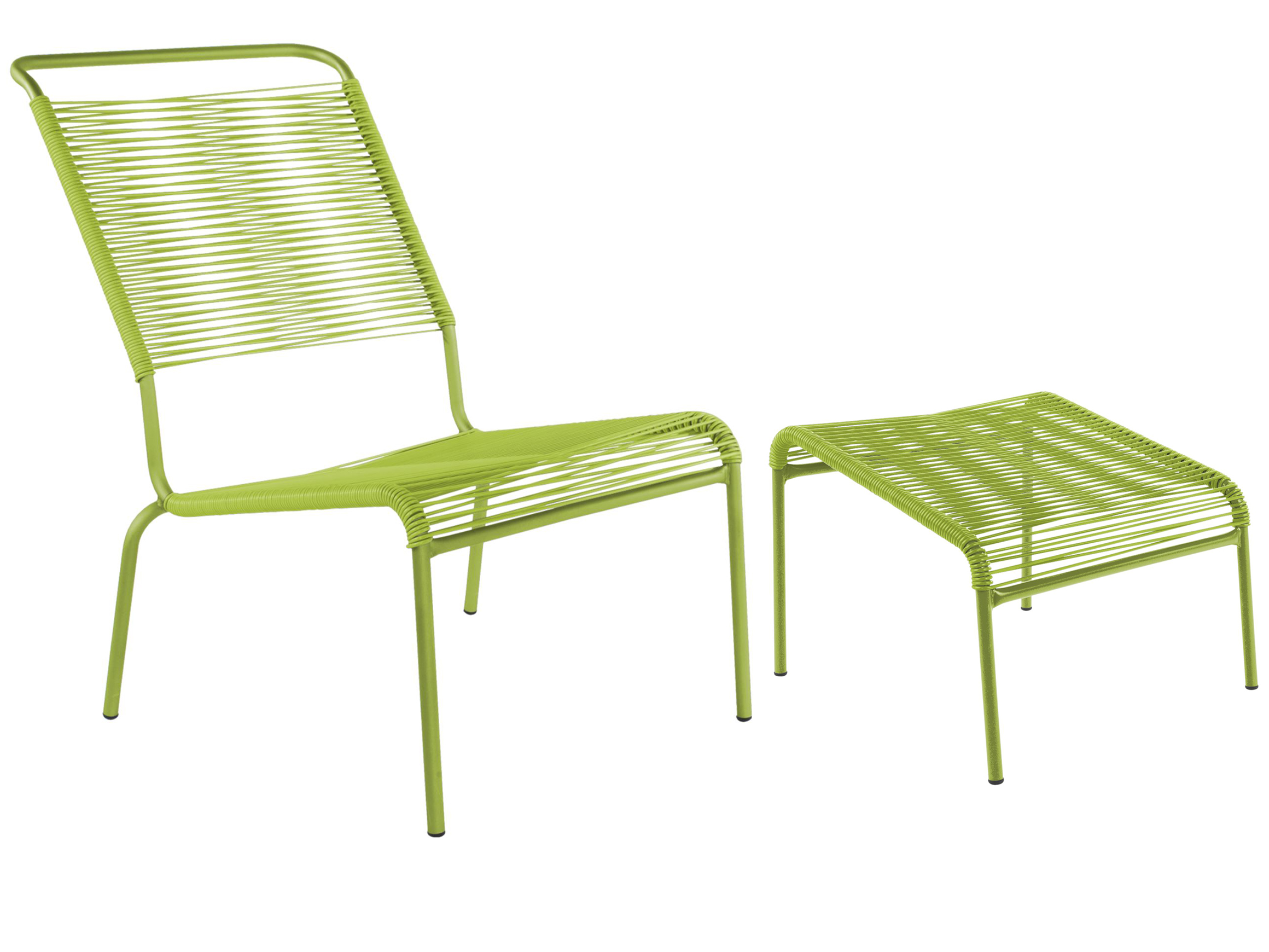 Schaffner Spaghetti-Lounger + Hocker Säntis Hochlehner Grün | Schubiger Möbel