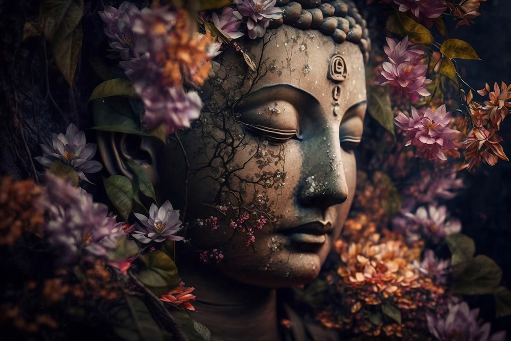 Acrylglasbild-Zen Flower Buddha-image LAND