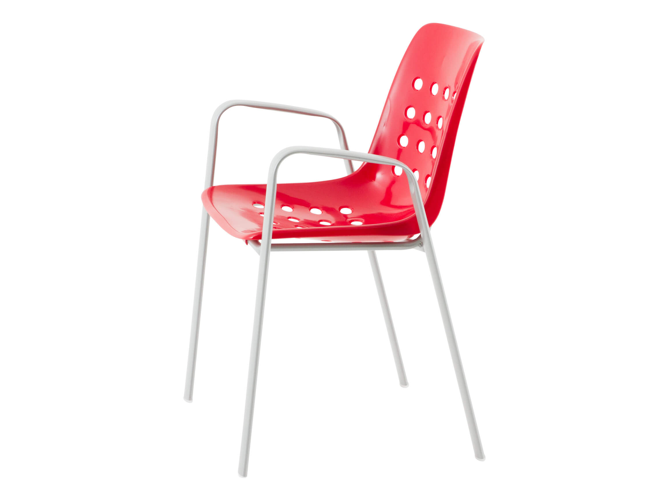 Schalen-Stuhl Bermuda mit Armlehne Rundoval von Schaffner / Farbe: Rot / Grösse: 54 x 43 cm