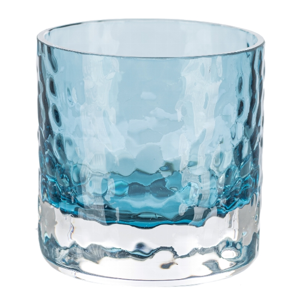 Windlicht Teelicht Blau H: 7 cm Gasper