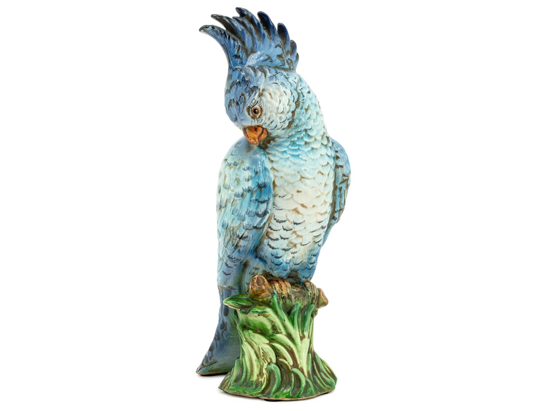 Figur Kakadu Keramik Blau H: 42 cm Abhika