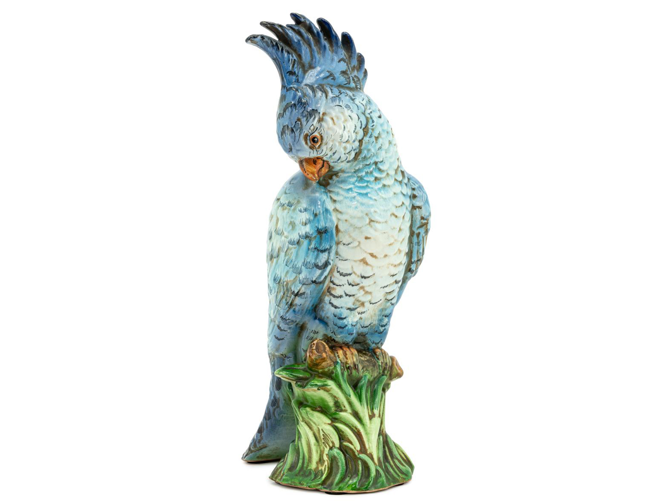 Figur Kakadu Keramik Blau H: 42 cm Abhika