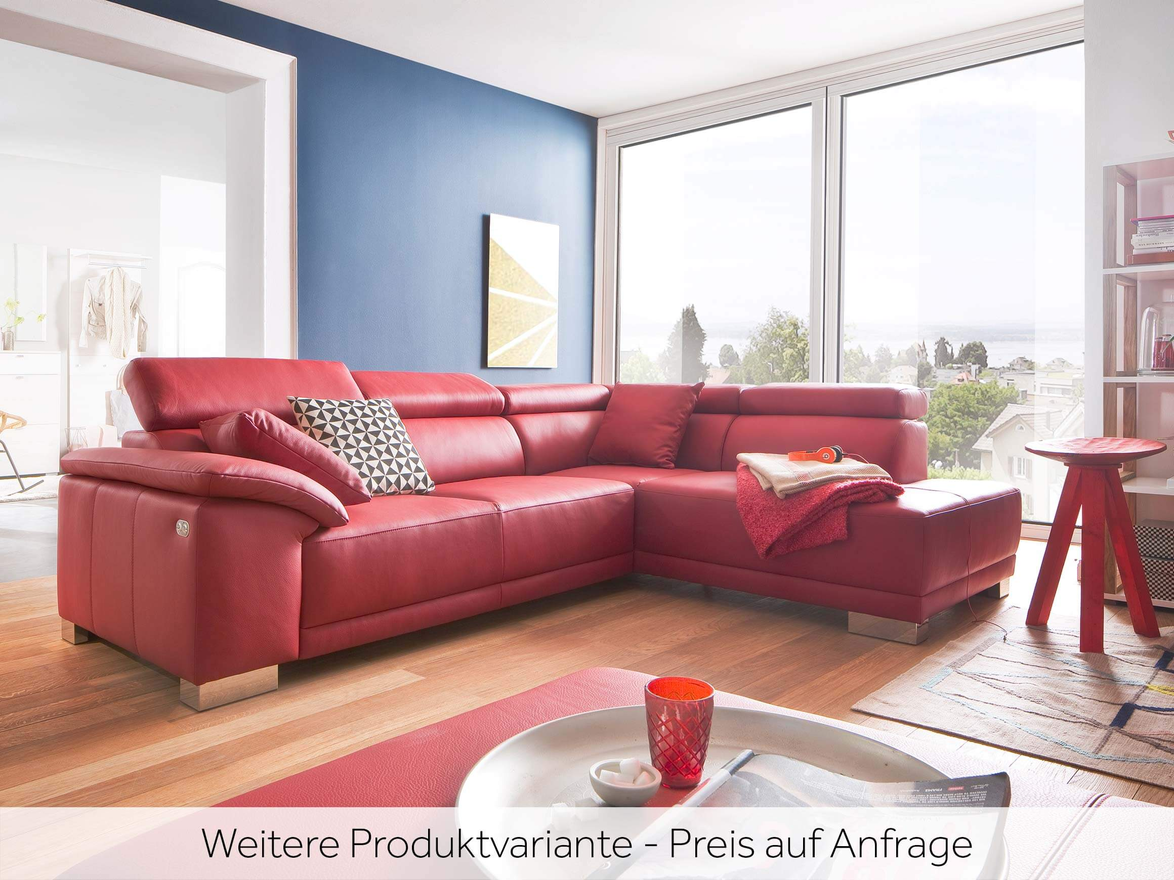 Ecksofa Adalia Basic Candy / Farbe: Asphalt / Material: Leder Basic