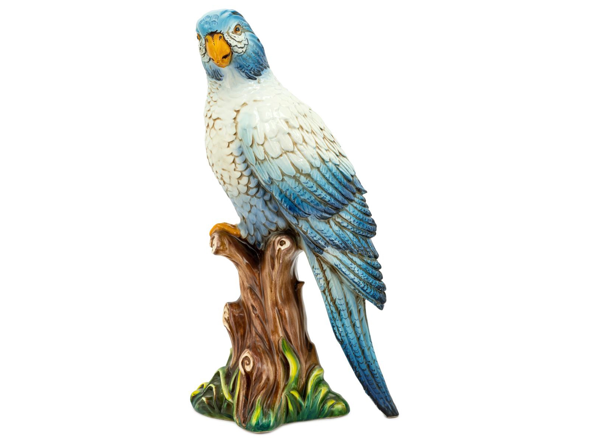 Figur Kakadu Keramik Blau H: 64 cm Abhika