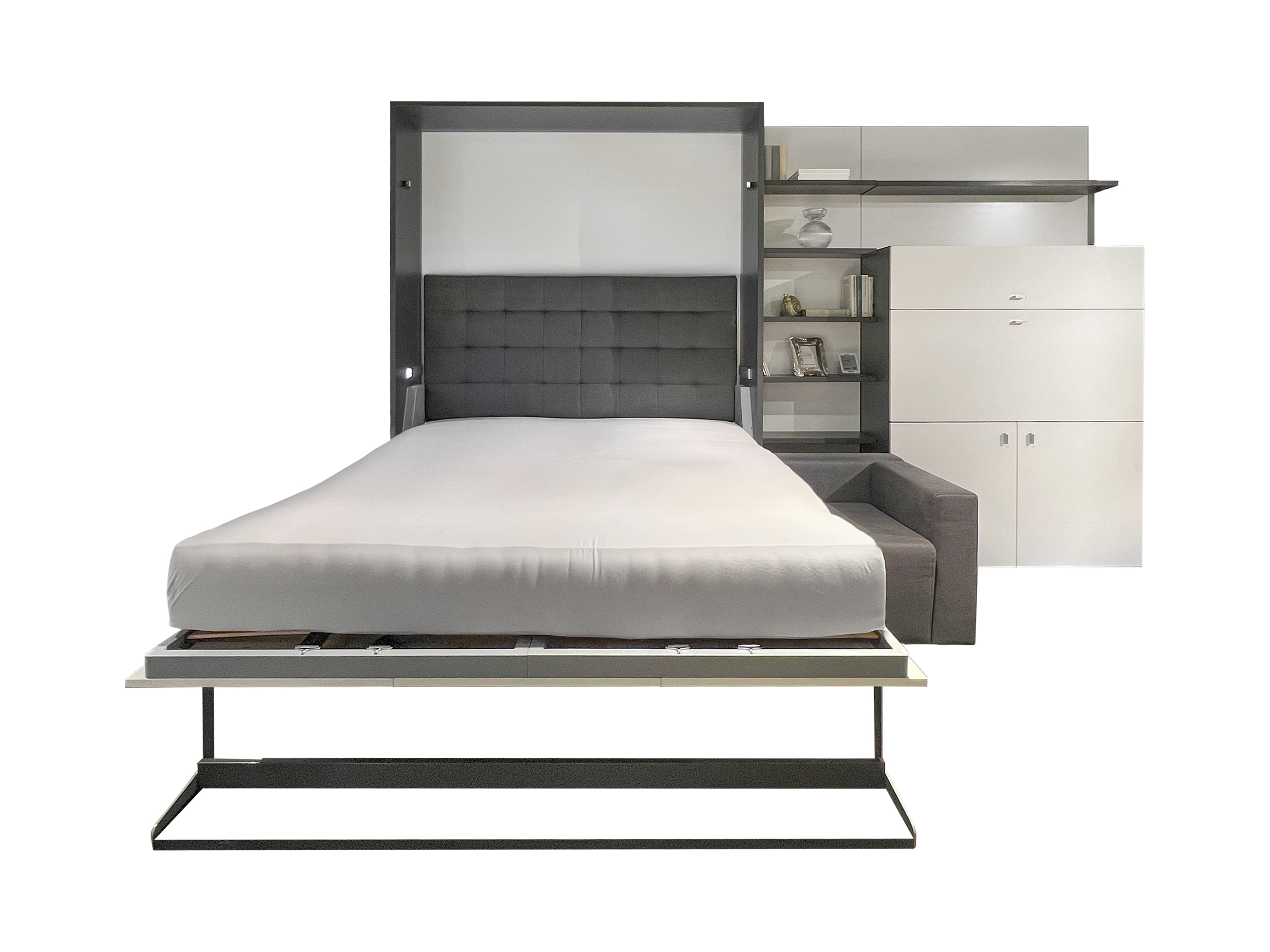 Schrankbett Set Zürich Nehl/ Farbe: Grau/Weiss