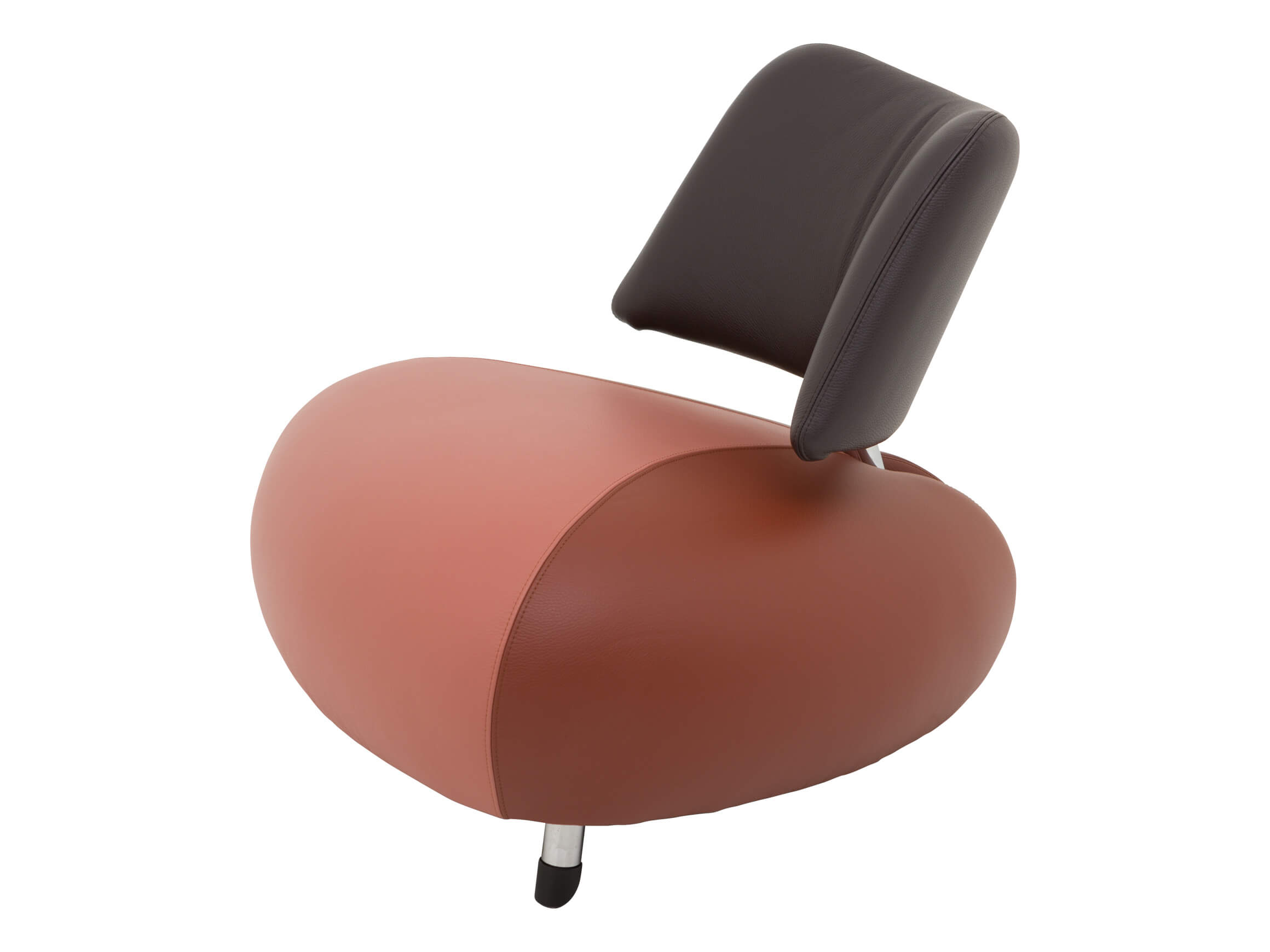 Sessel Pallone, Leder Rose-Braun, Chrom Glanz, b 86 cm
