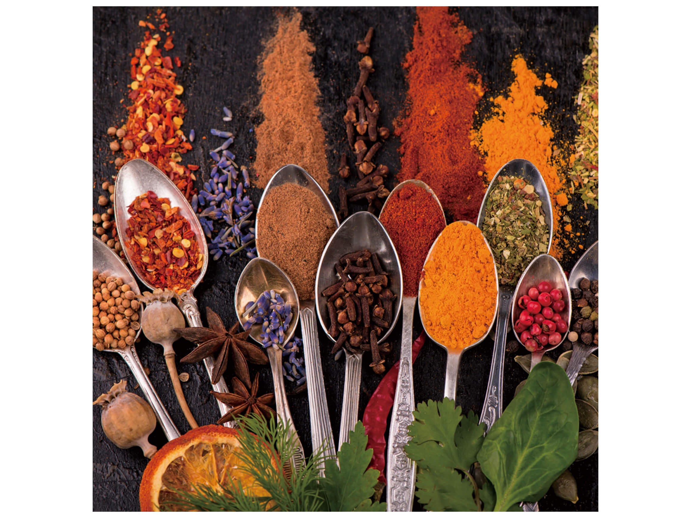 Digitaldruck auf Glas Antike Löffel mit Gewürzen 3 image LAND