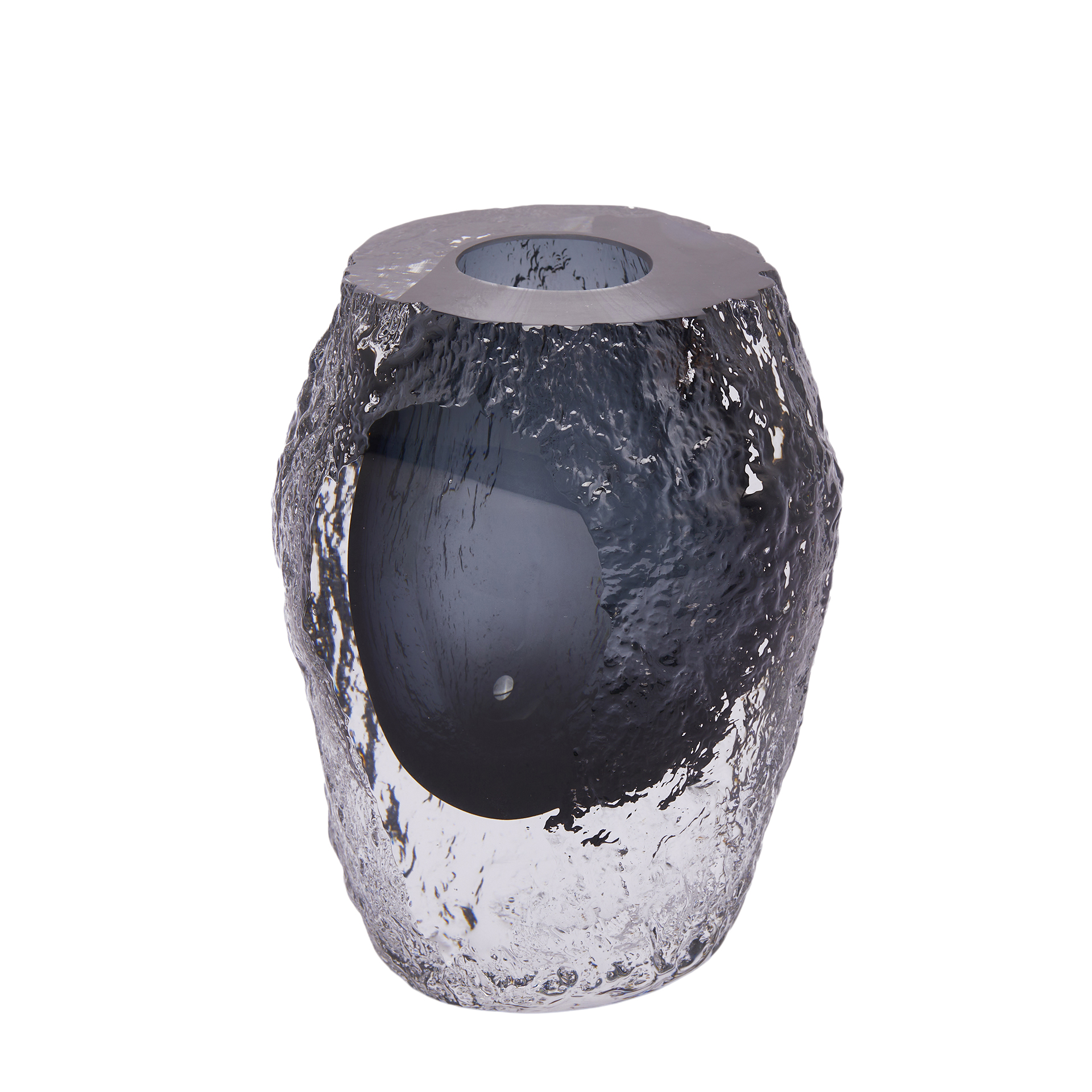 Vase Glas Dunkle Grau B: 21 cm Edg