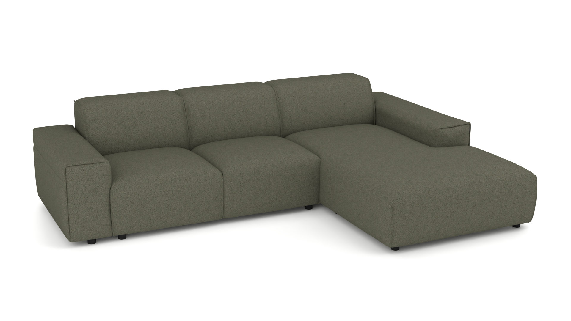 Ecksofa #1 Venus rechts - UrbanDesign / Farbe: Moos / Bezugsmaterial: Stoff