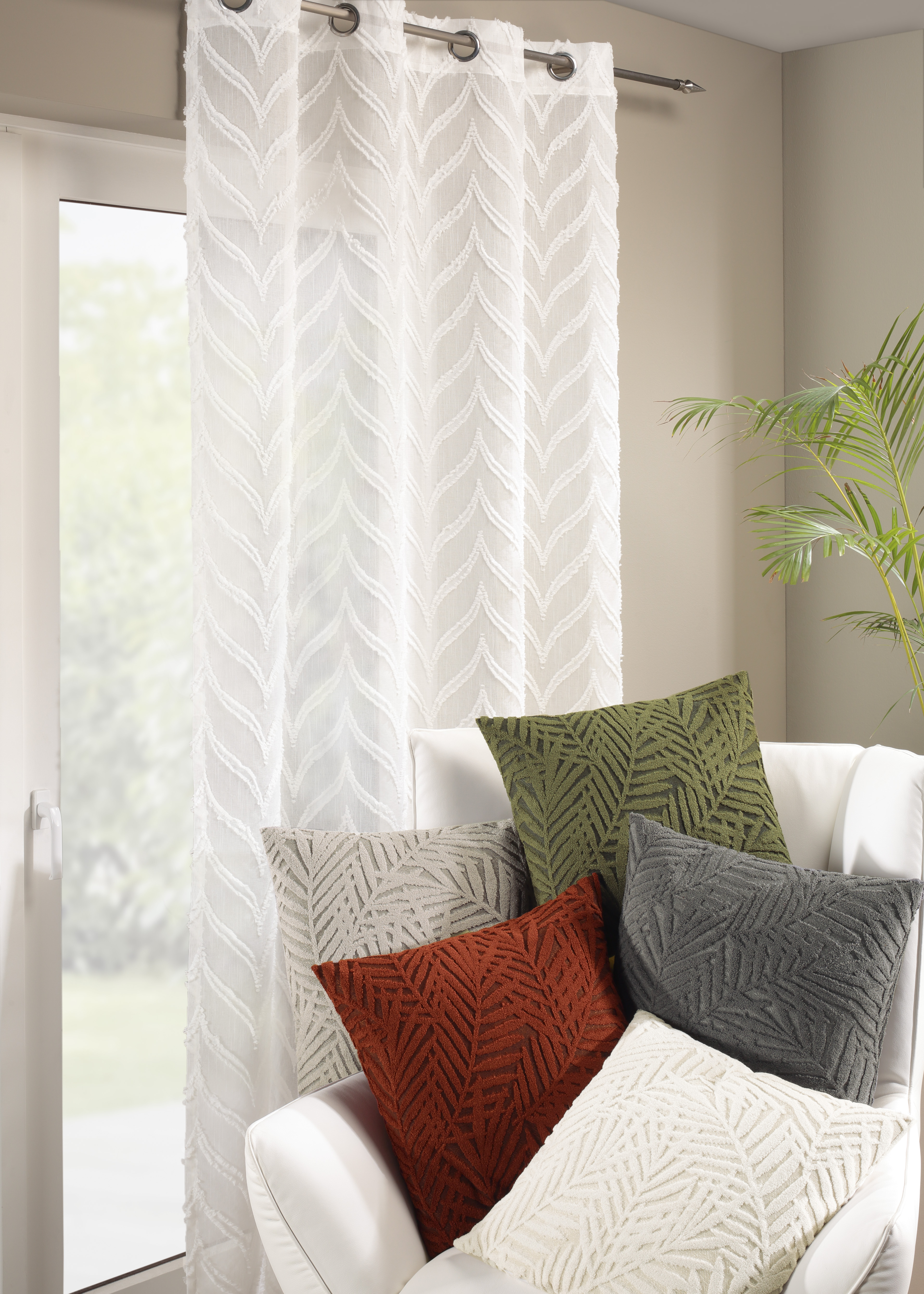 Housse de coussin Planty Taupe L : 50 cm Gözze Ambiente Trendlife