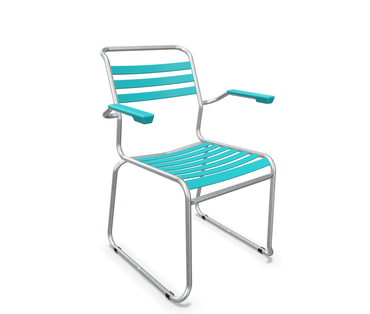 Schaffner Kufen-Lättli-Stuhl Säntis mit Lehne Feuerverzinkt Blau | Schubiger Möbel