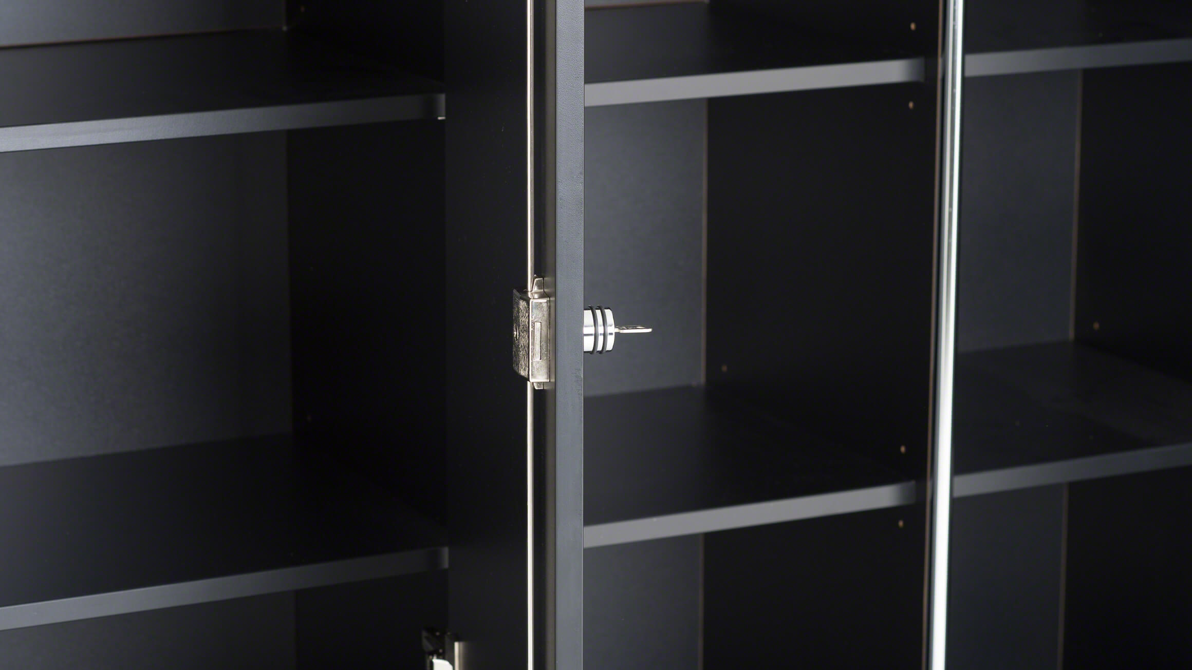 Sideboard Cosmic Object, noir, chrome brillant, l 160 cm