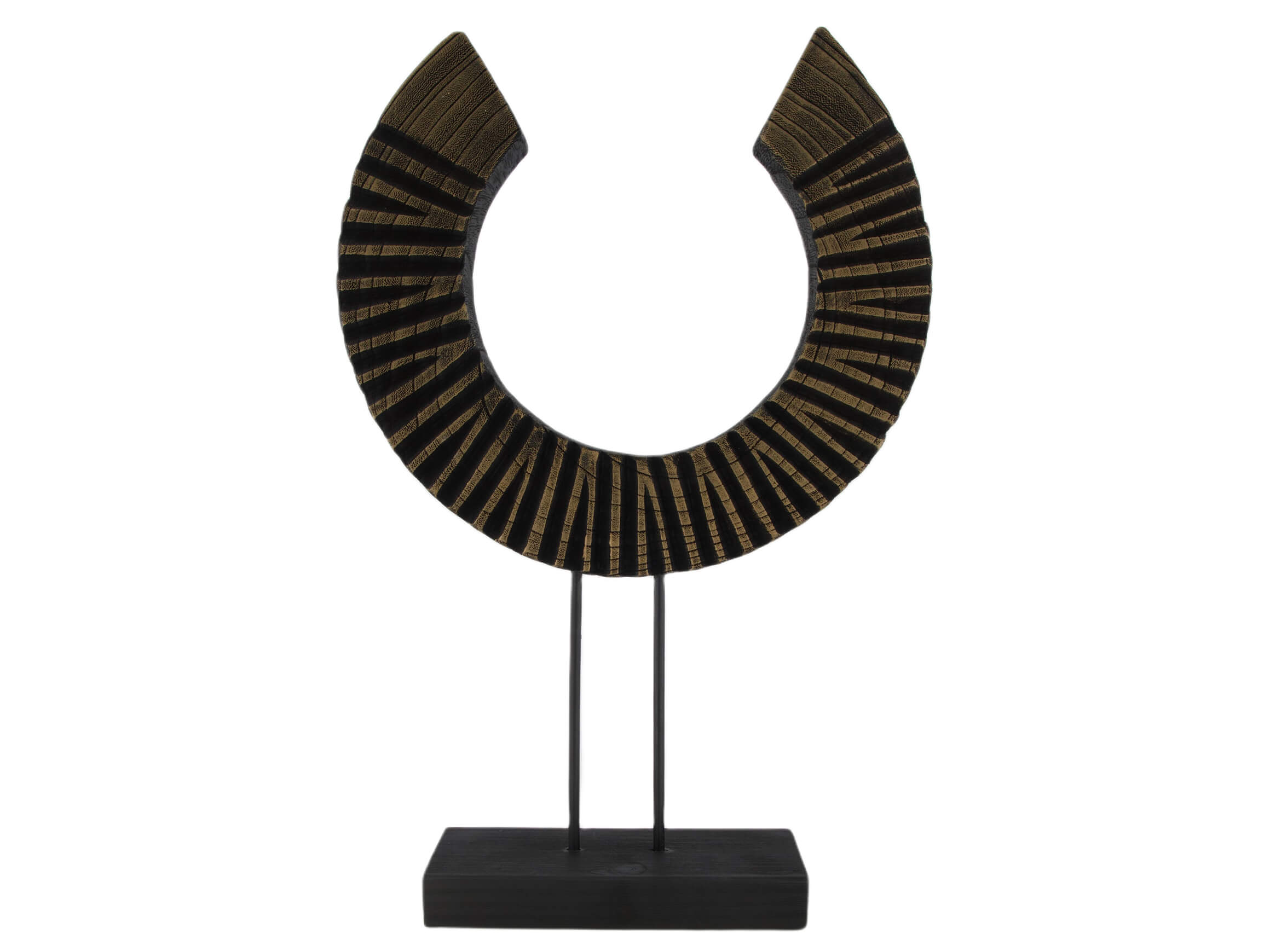 Statue Rundholz Schwarz Gold H: 69 cm Decofinder