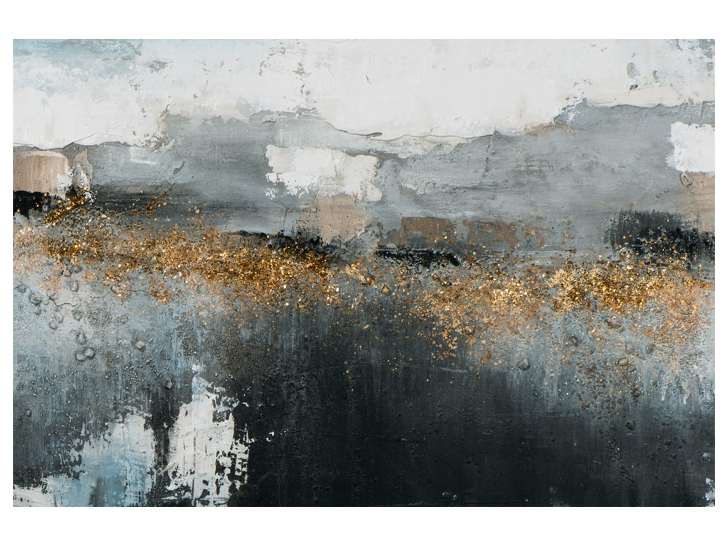 Bild mit Rahmen Schwarz Weisse Farbkomposition mit Goldenen Akzent image LAND