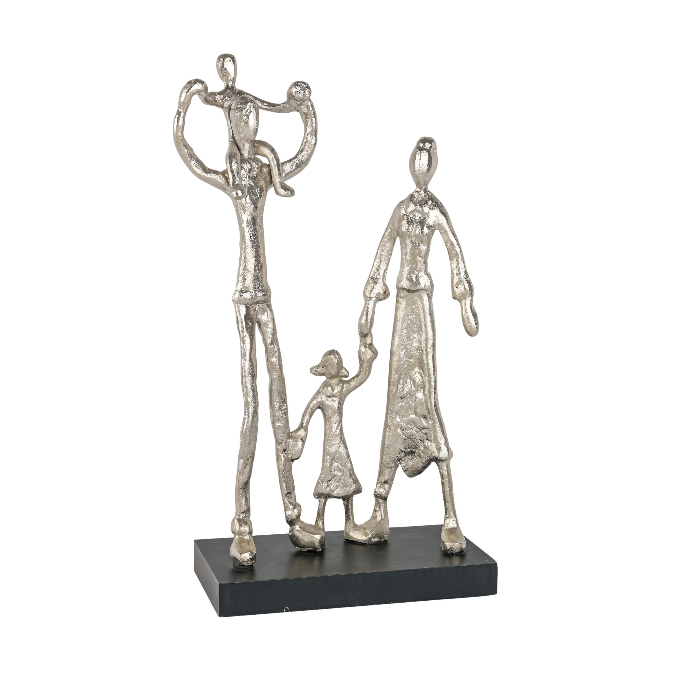 Decofinder Figur Familie Mangoholz Alu Holzfarbig | Schubiger Möbel