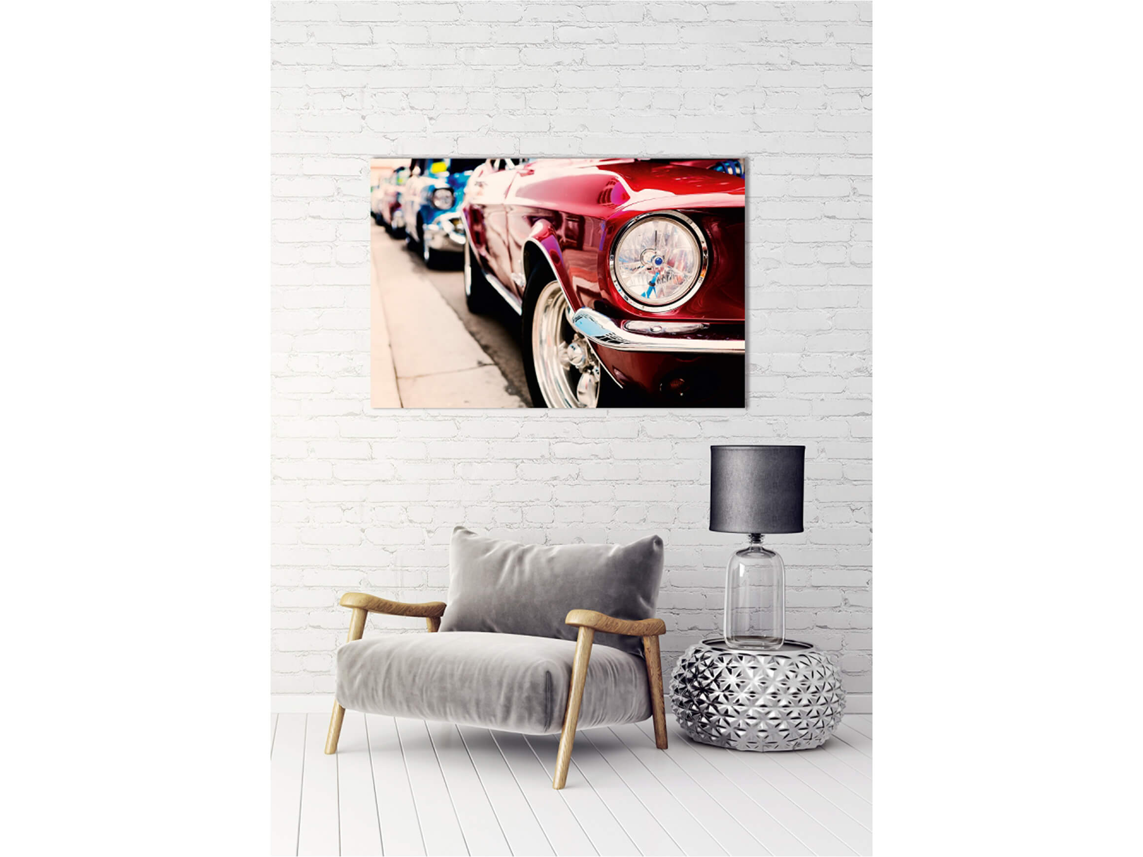 Digitaldruck auf Acrylglas Rotes Auto image LAND / Grösse: 120 x 80 cm