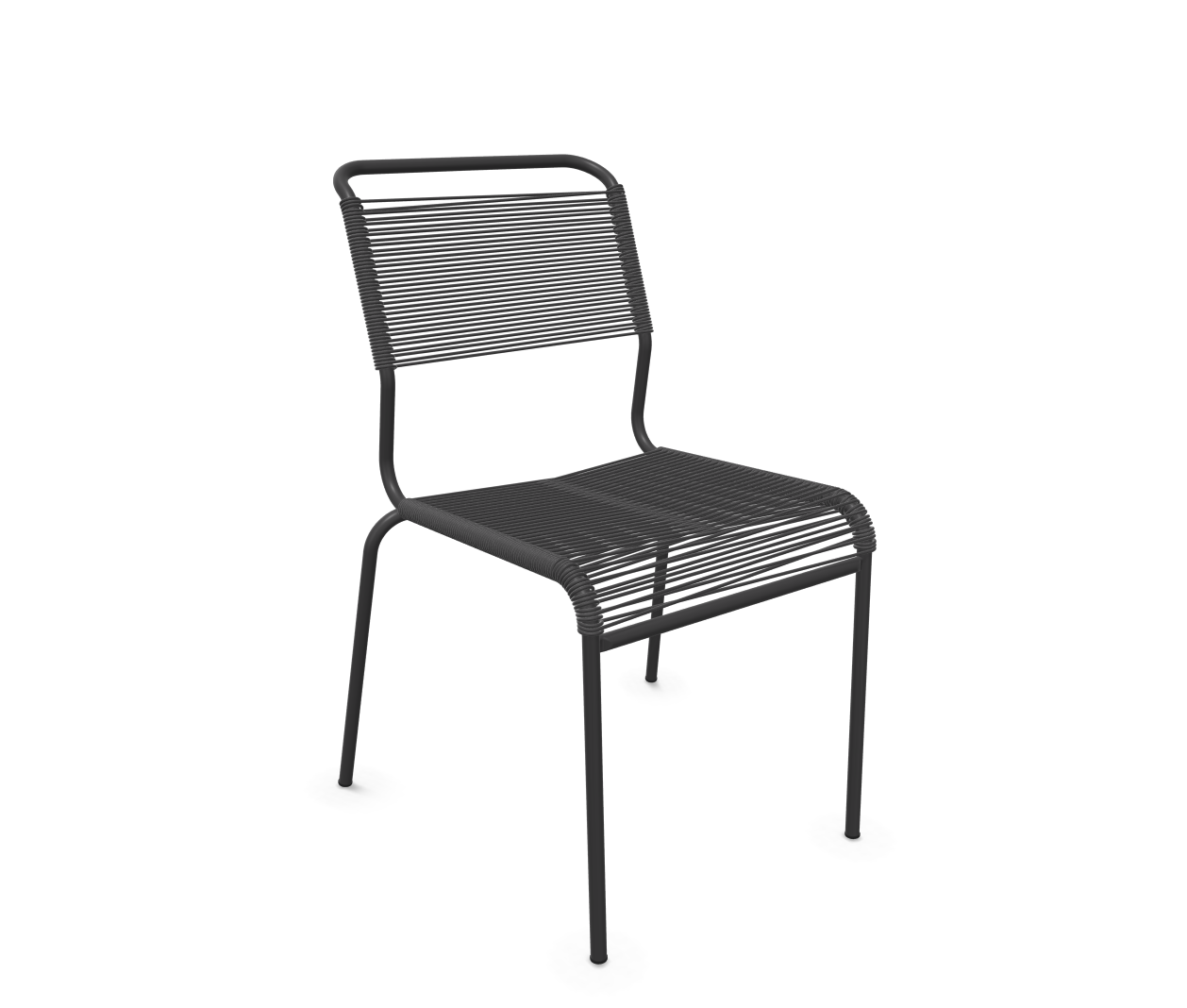 Spaghetti-Stuhl Säntis Ocean-Yarn von Schaffner / Farbe: Anthrazit / Grösse: 44 x 61 cm