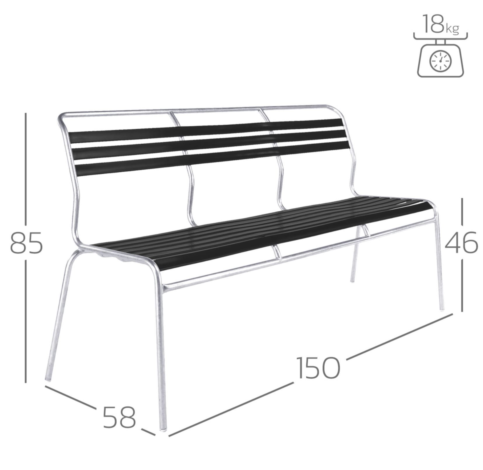 Lättli-Bank Säntis von Schaffner / Farbe: Weiss / Grösse: 150 x 58 cm