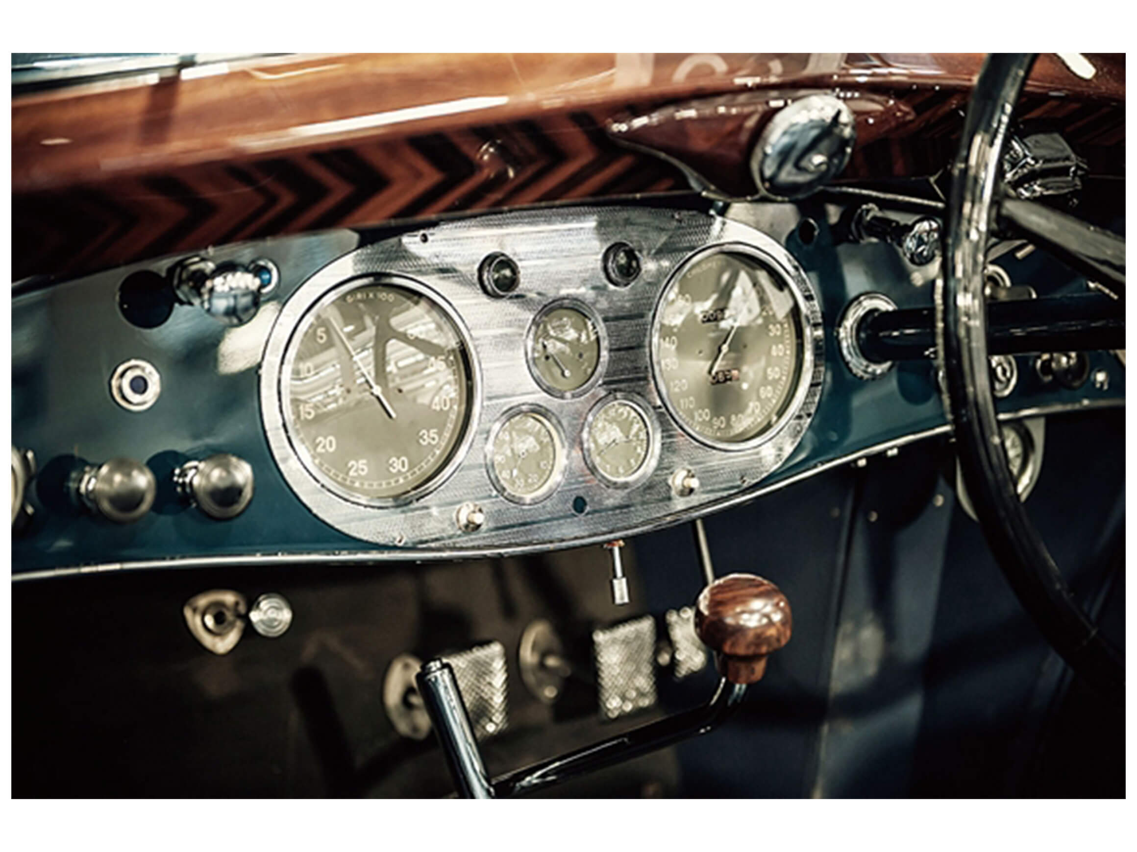Digitaldruck auf Glas Oldtimer Cockpit image LAND