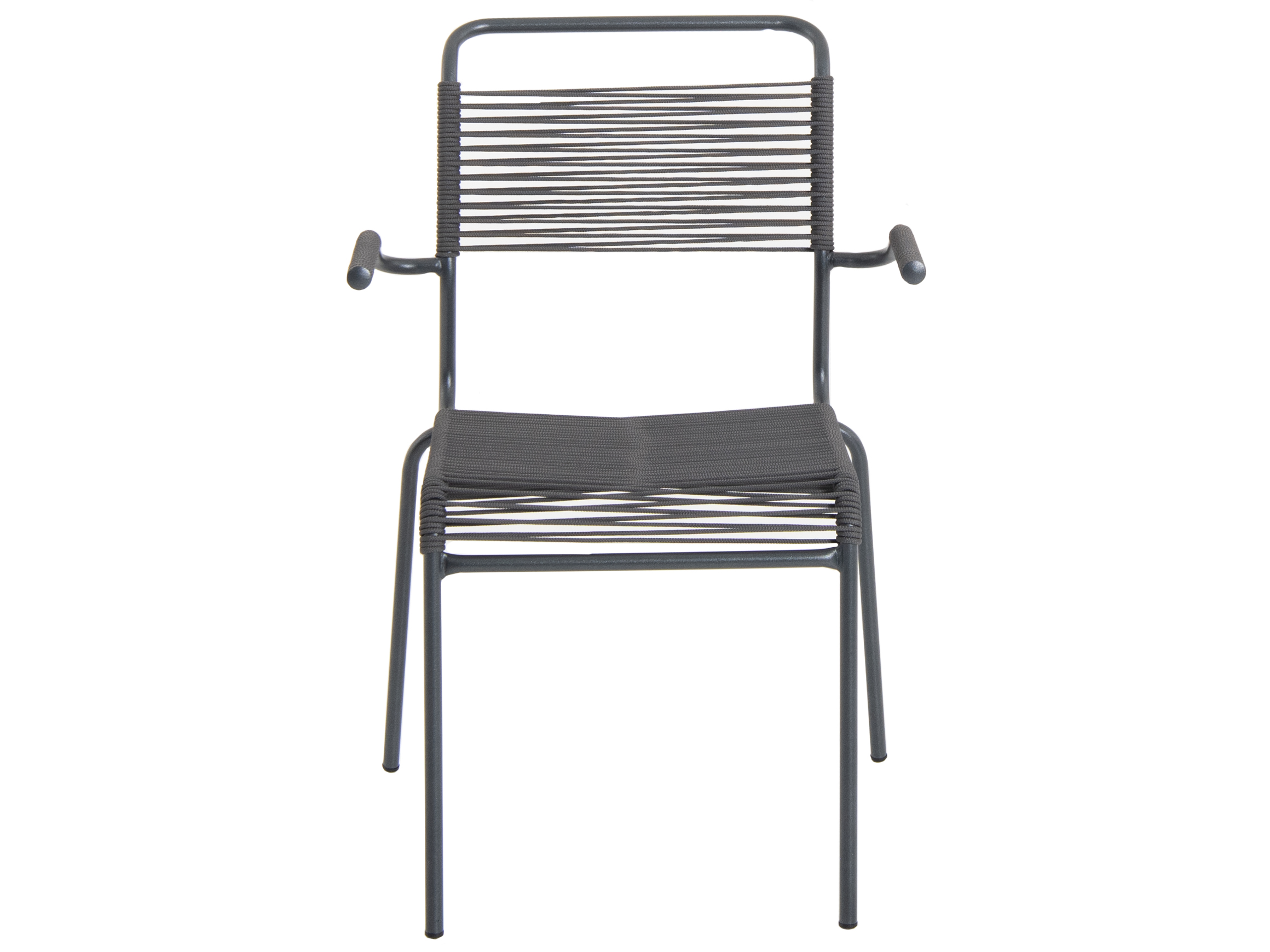 Spaghetti-Stuhl Säntis Ocean-Yarn mit Armlehne von Schaffner / Farbe: Anthrazit / Grösse: 44 x 61 cm