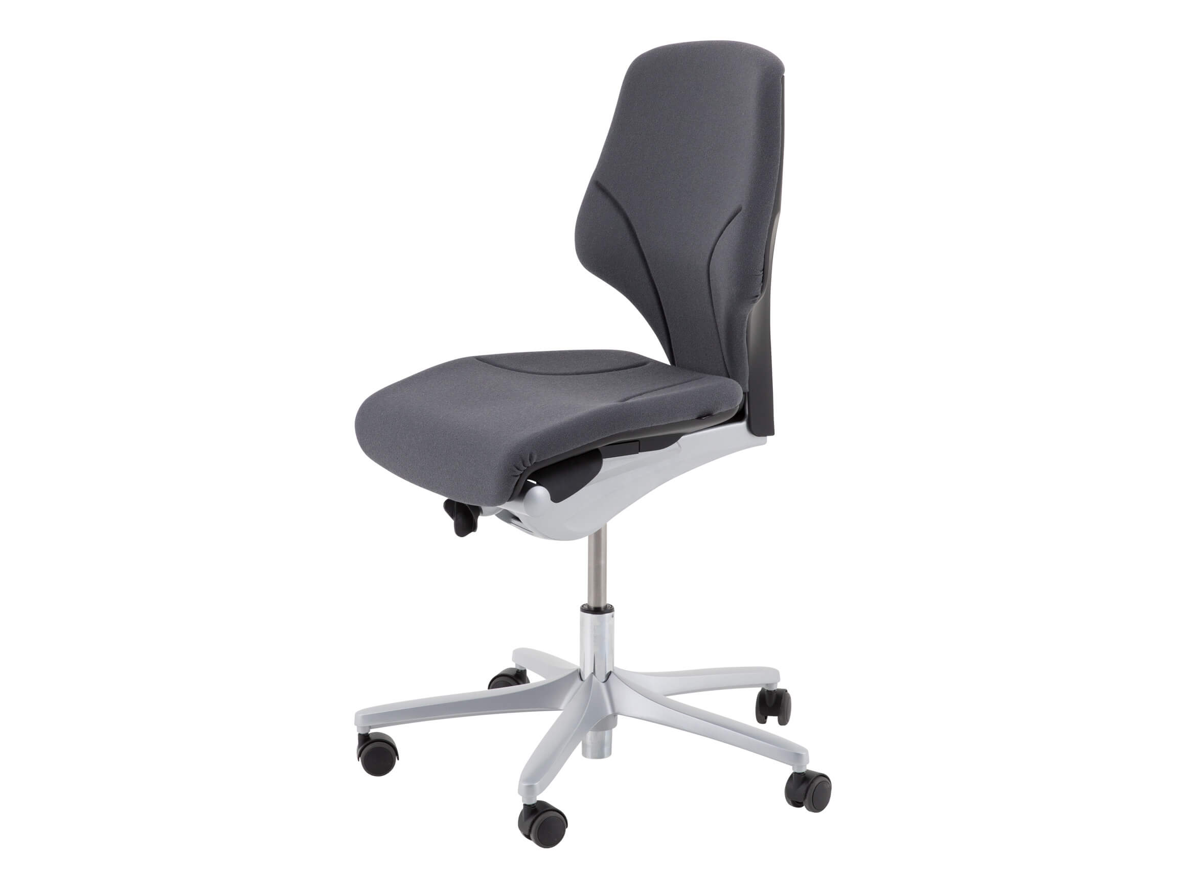 Bürostuhl G64, Stoff Schwarz, Alufüsse, Rollen, b 66 cm h 91-111 cm